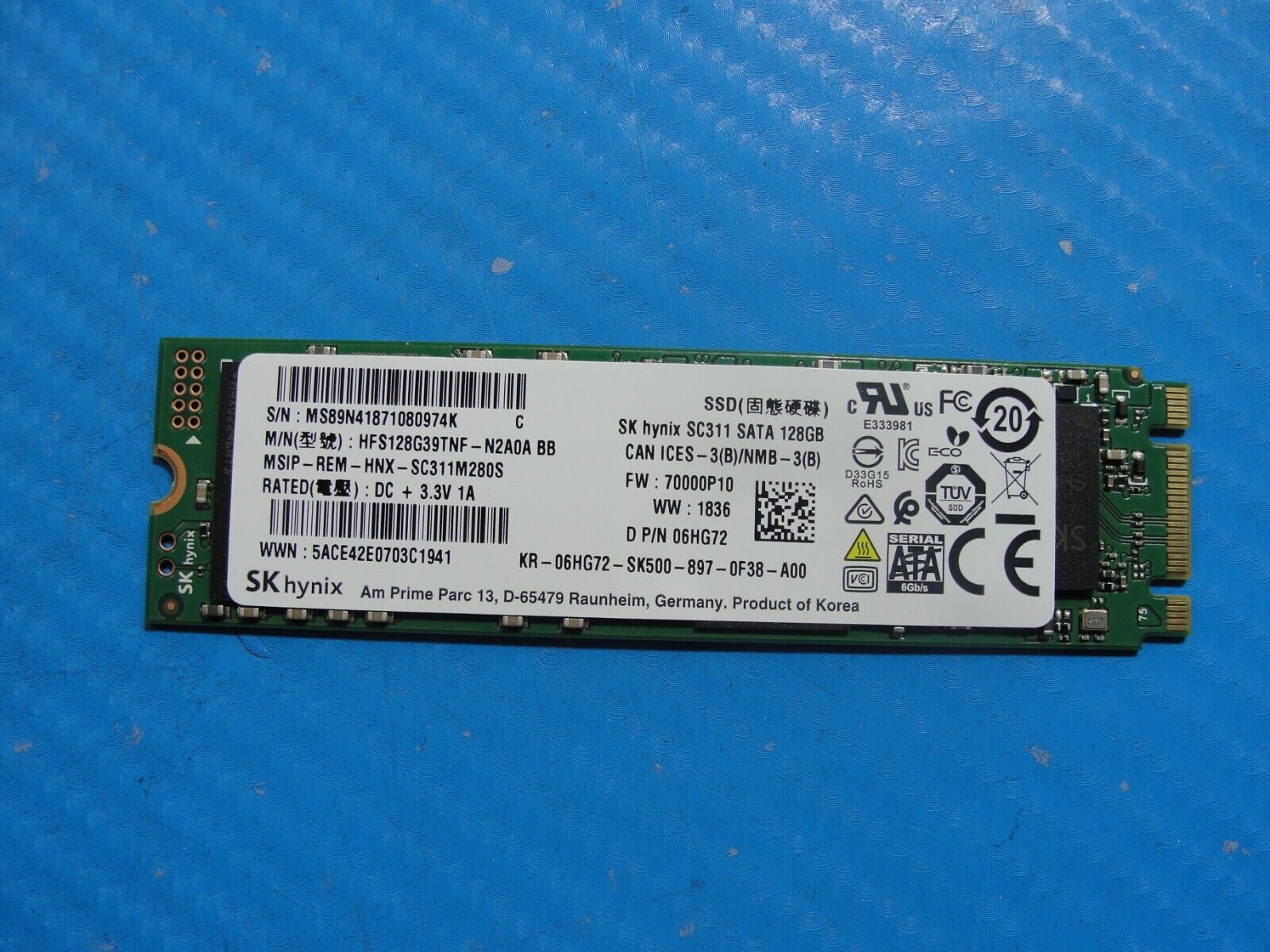 Lenovo X380 SK Hynix 128GB M.2 SATA SSD Solid State Drive HFS128G39TNF-N2A0A