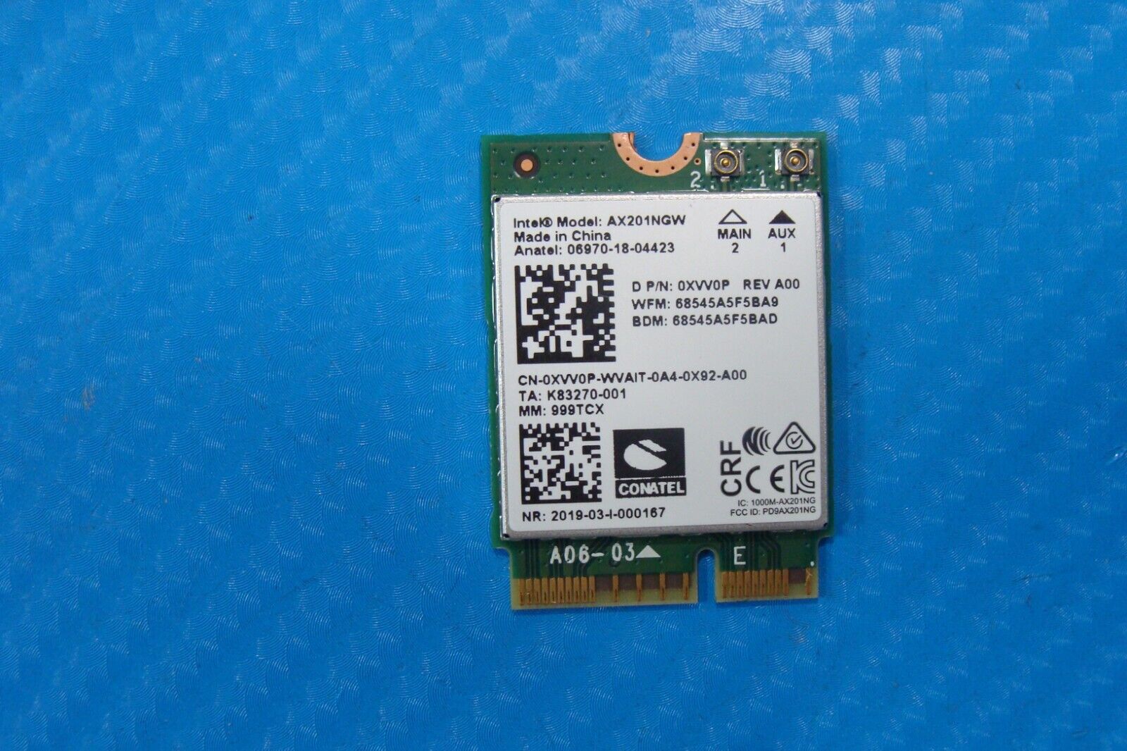 Dell Latitude 15.6” 5510 Genuine Laptop Wireless WiFi Card AX201NGW XVV0P