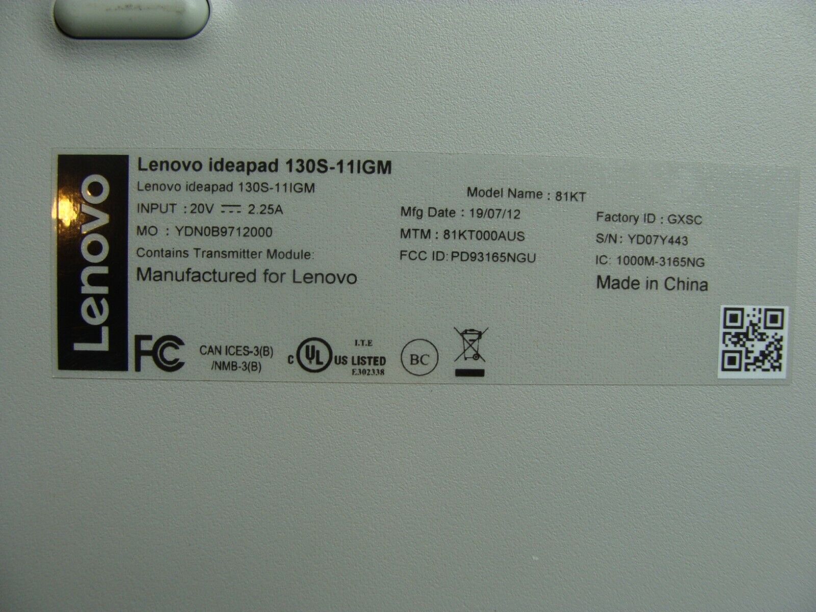 Lenovo IdeaPad 130S-11IGM 11.6