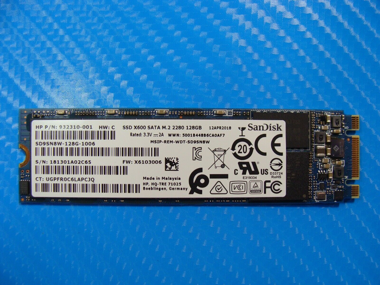 HP 14m-cd0003dx SanDisk SATA M.2 128GB SSD Solid State Drive SD9SN8W-128G-1006