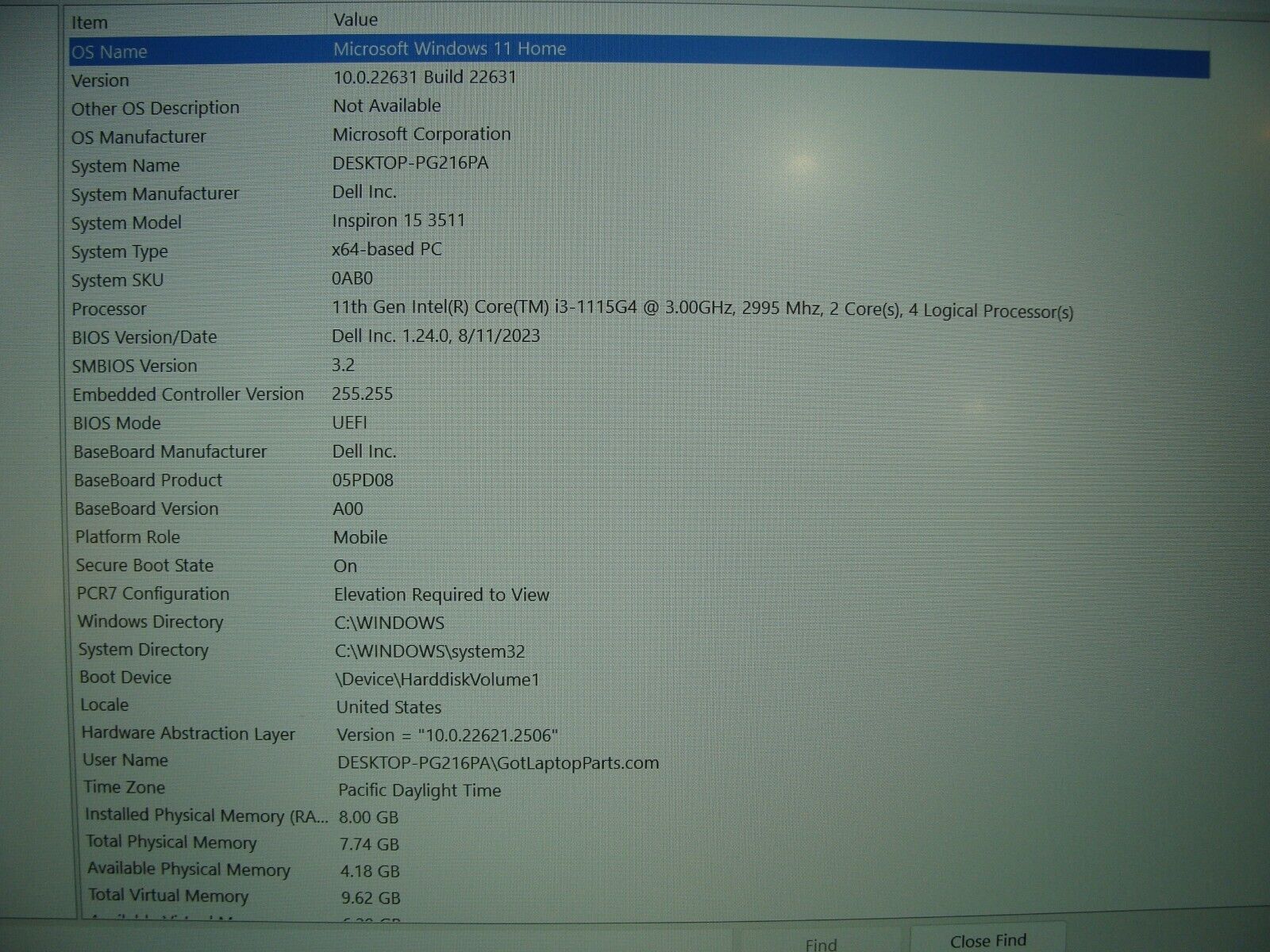 Dell Inspiron 3511 15.6