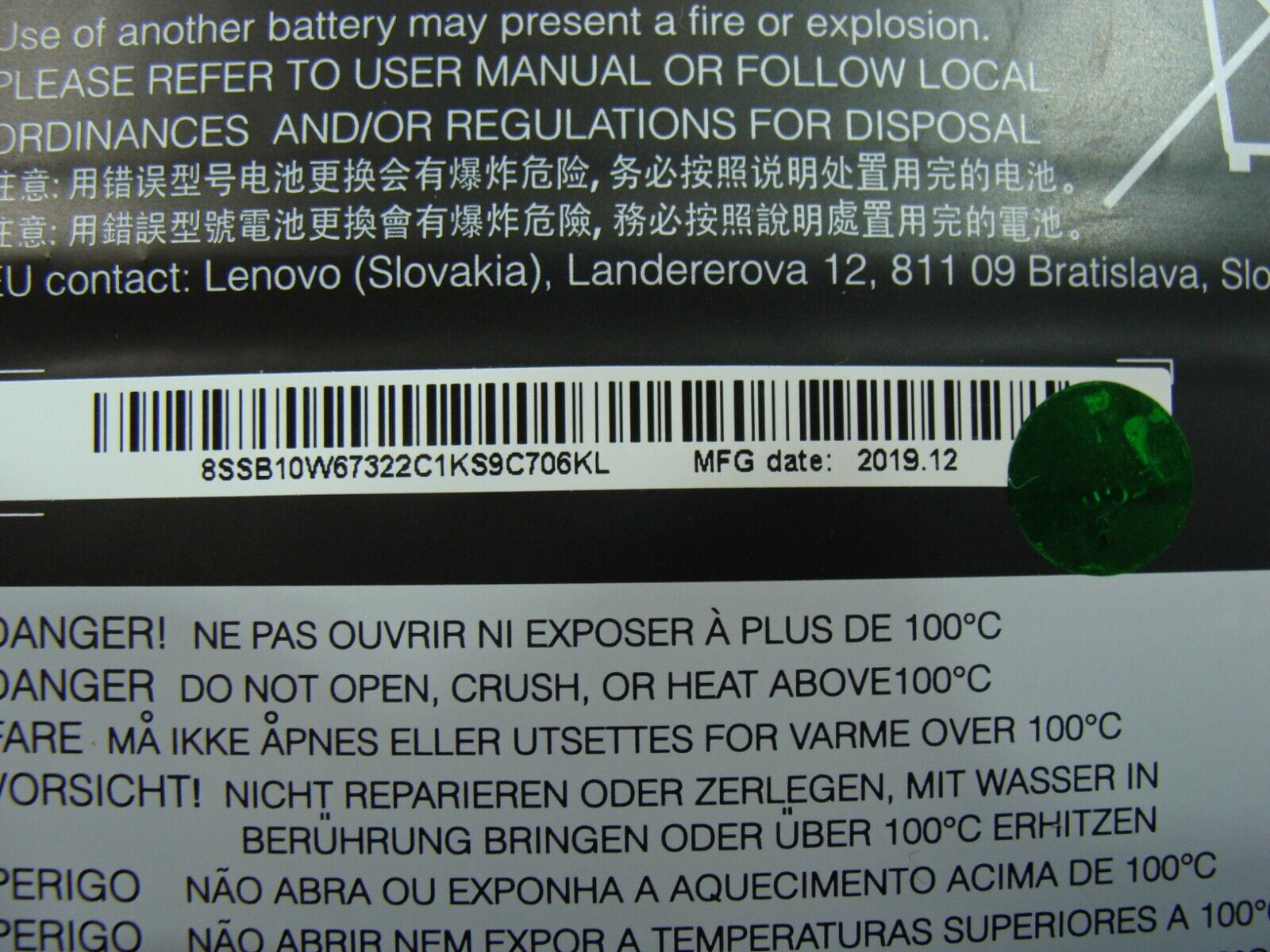 Lenovo ThinkBook 14” 14-IML 20RV OEM laptop Battery 11.52V 45Wh 3950mAh L19C3PF1
