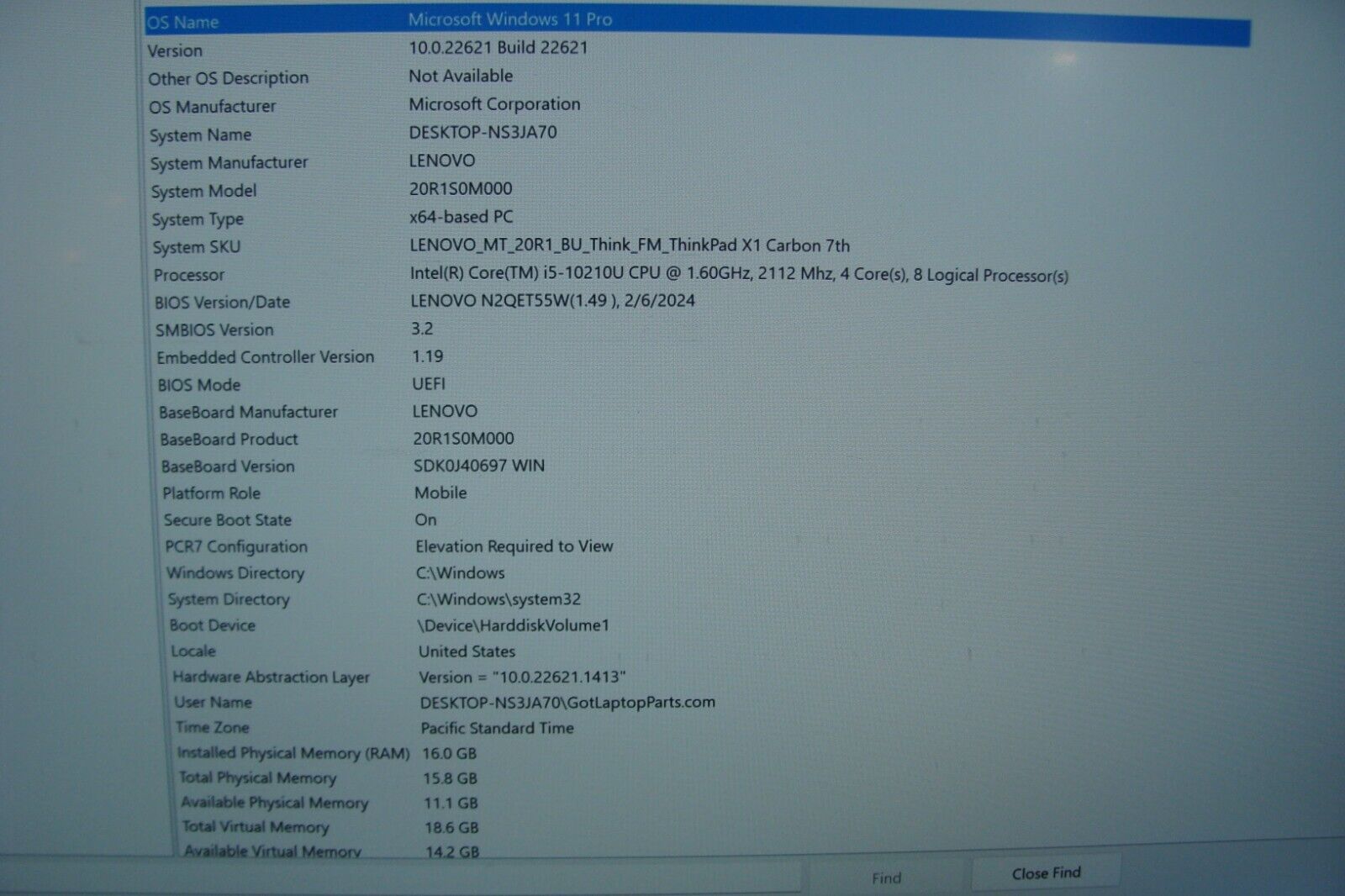 Lenovo ThinkPad X1 Carbon Gen 7 14