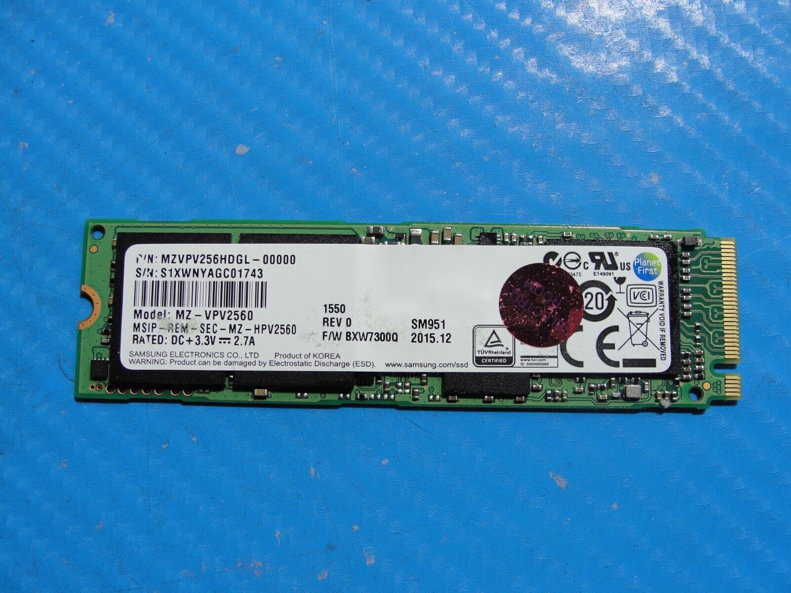 MSI GT72S 6QF Samsung 256GB NVMe M.2 SSD Solid State Drive MZVPV256HDGL-00000