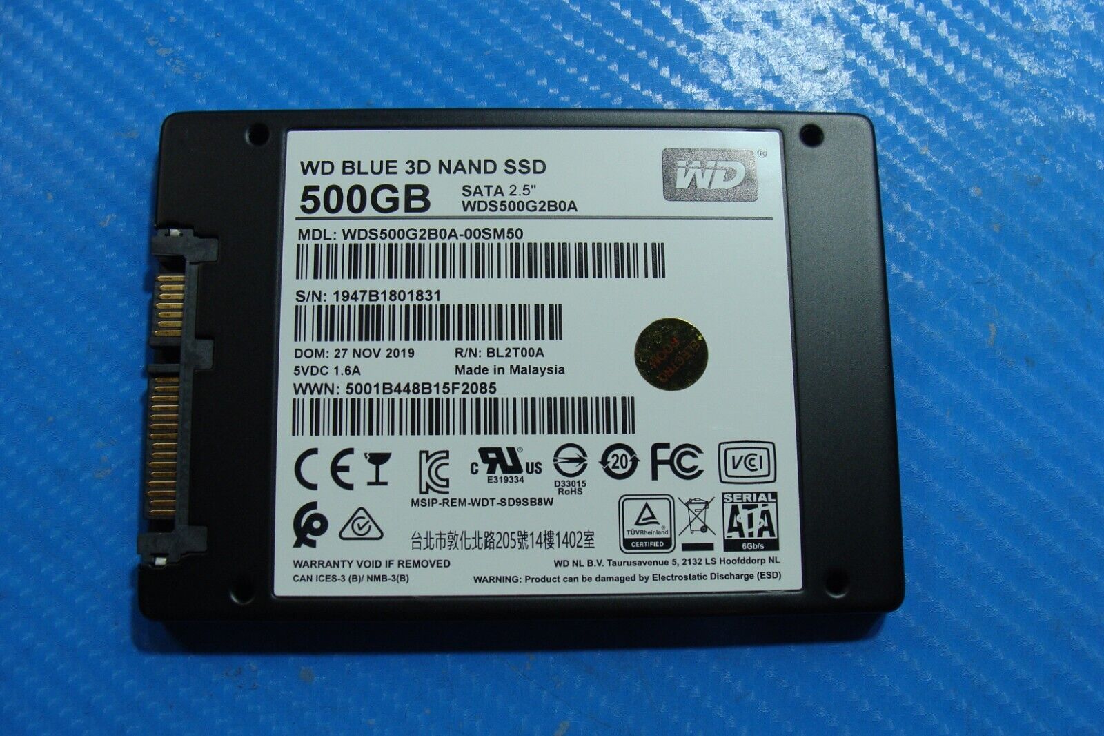 HP 650 G2 WD Blue 3D NAND 500GB 2.5