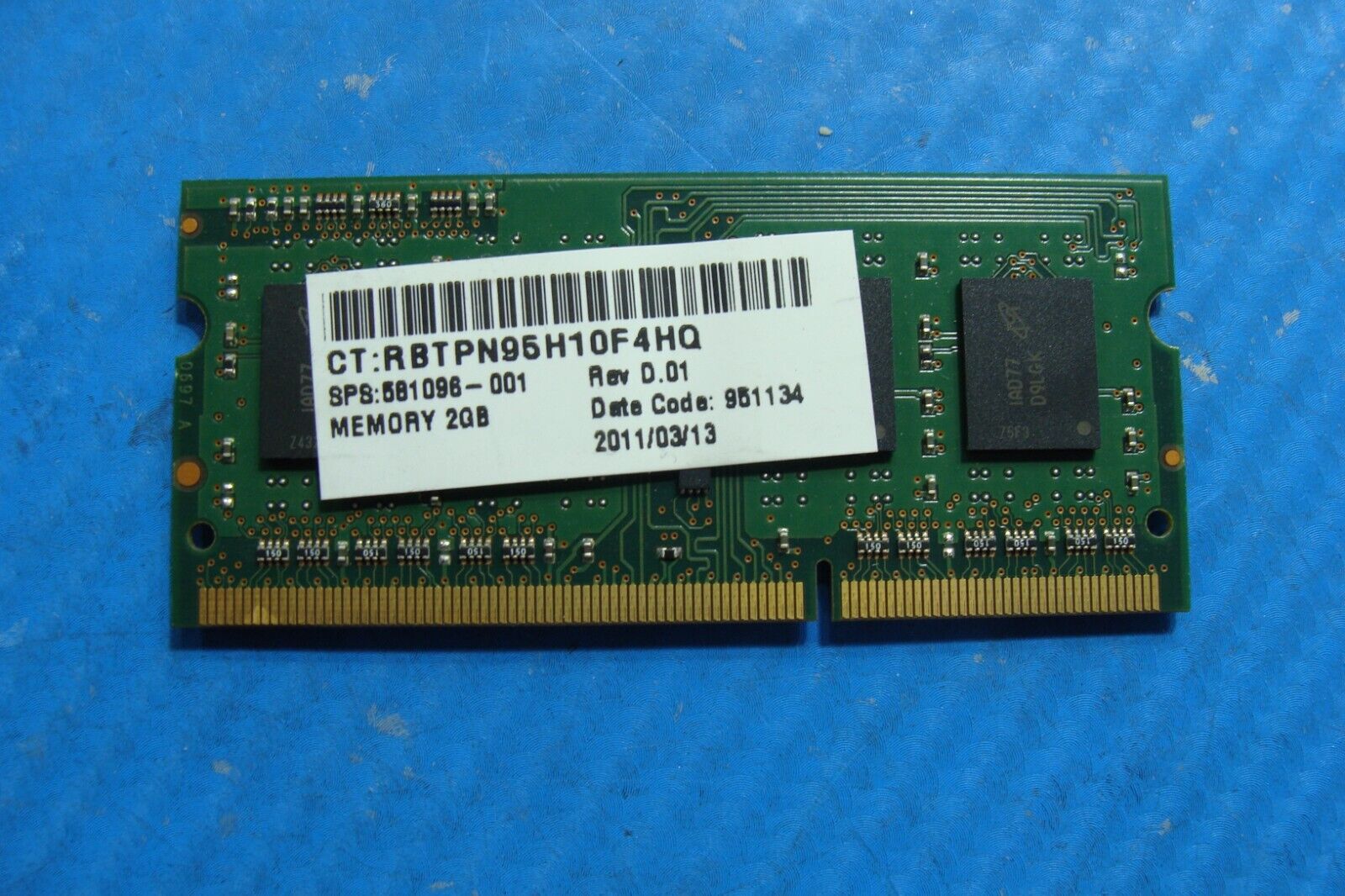 HP g6-1a19wm Micron 2GB 1Rx8 PC3-10600S SO-DIMM Memory RAM MT8JSF25664HZ-1G4D1