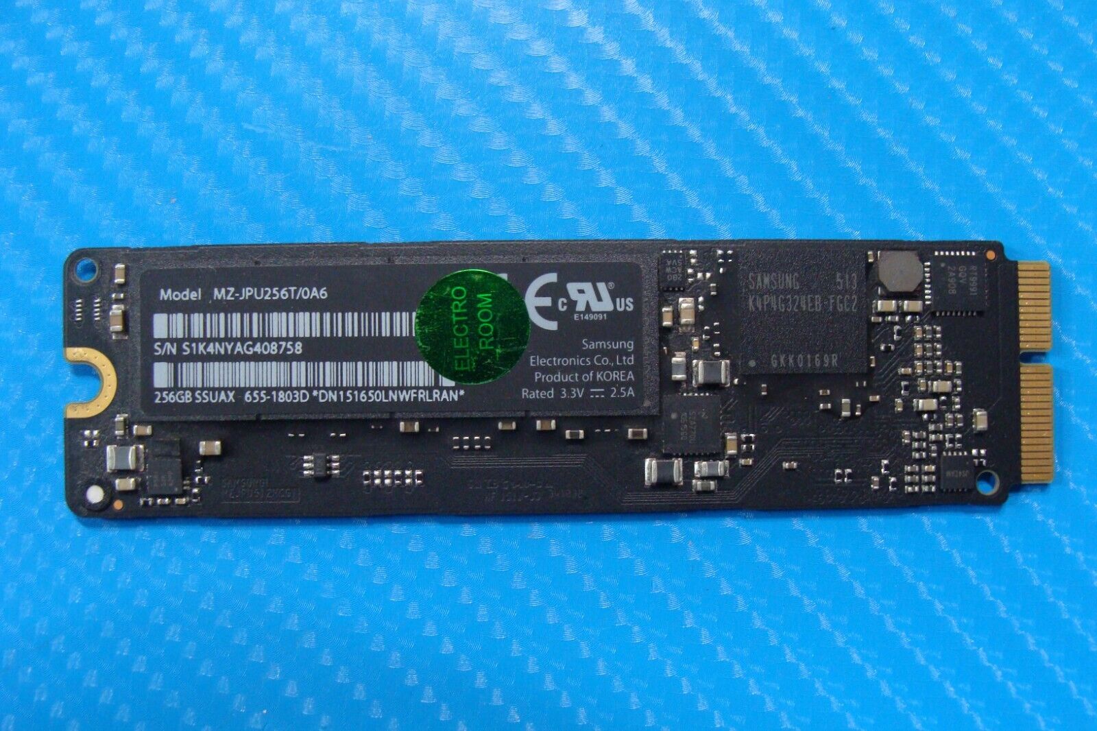 MacBook Pro A1398 Samsung 256GB SSD Solid State Drive 655-1803D MZ-JPU256T/0A6