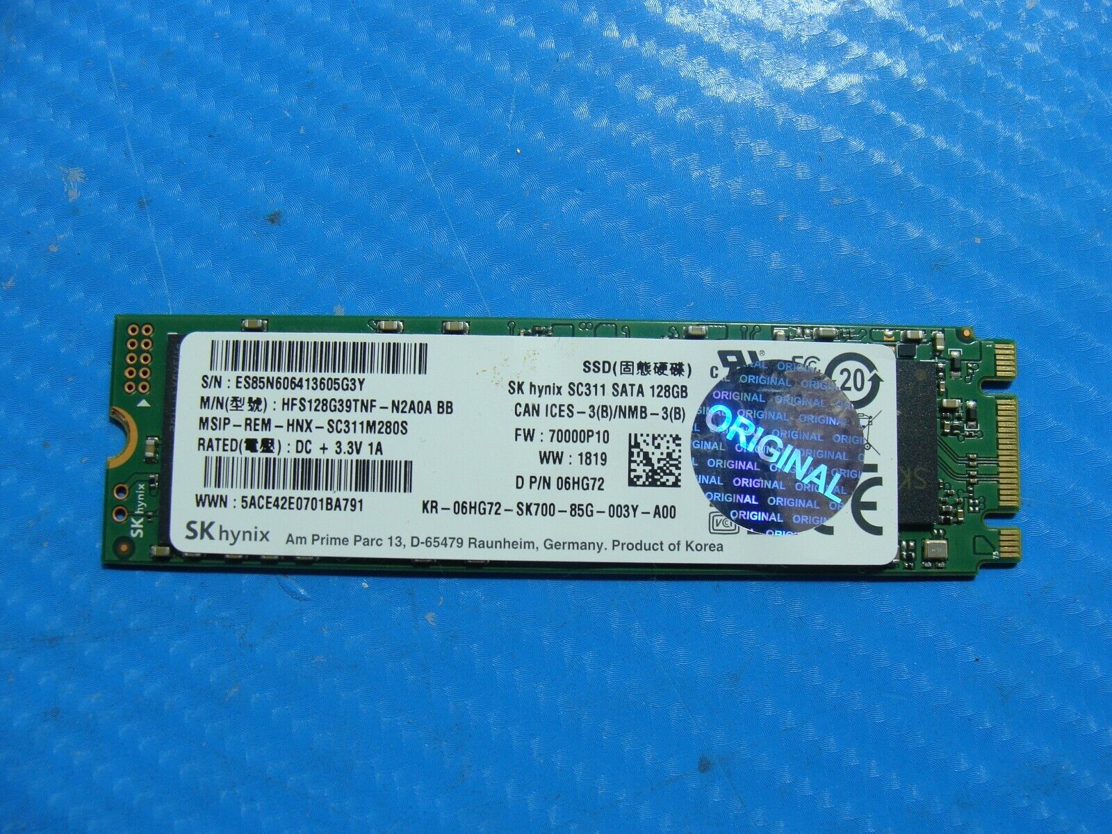 Dell 7588 SK Hynix 128GB M.2 SATA SSD Solid State Drive HFS128G39TNF-N2A0A 6HG72