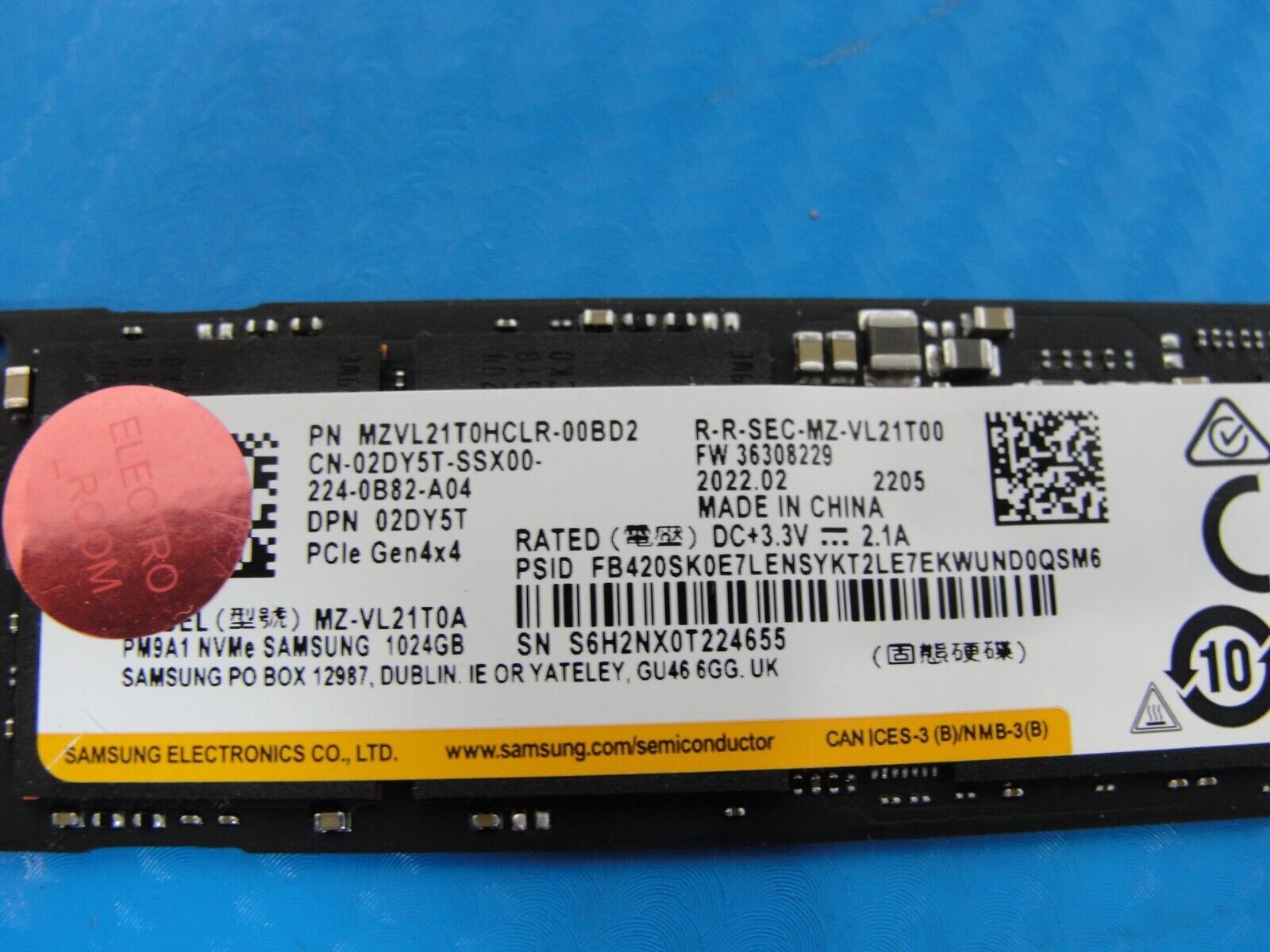 Samsung PM9A1 1TB 1024GB GEN 4 NVMe M.2 2280 MZ-VL21T0A MZVL21T0HCLR-00BD2