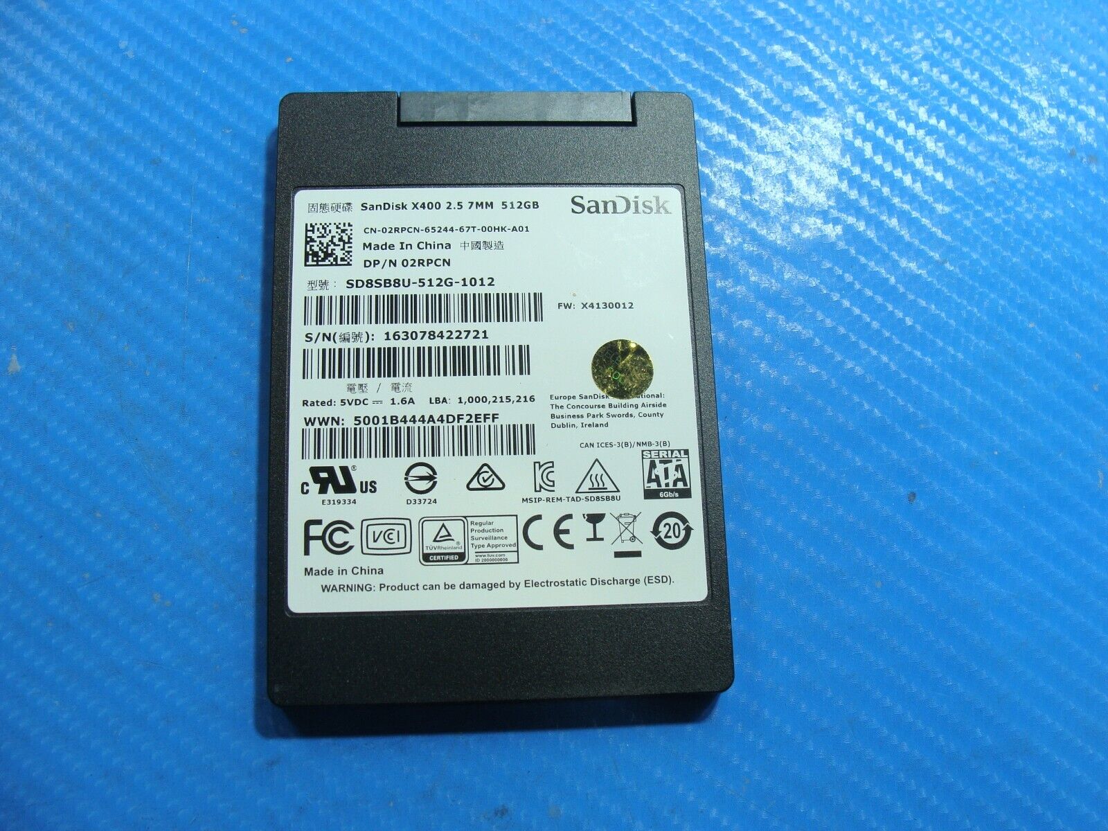 Dell 15 5578 SanDisk 512GB 2.5