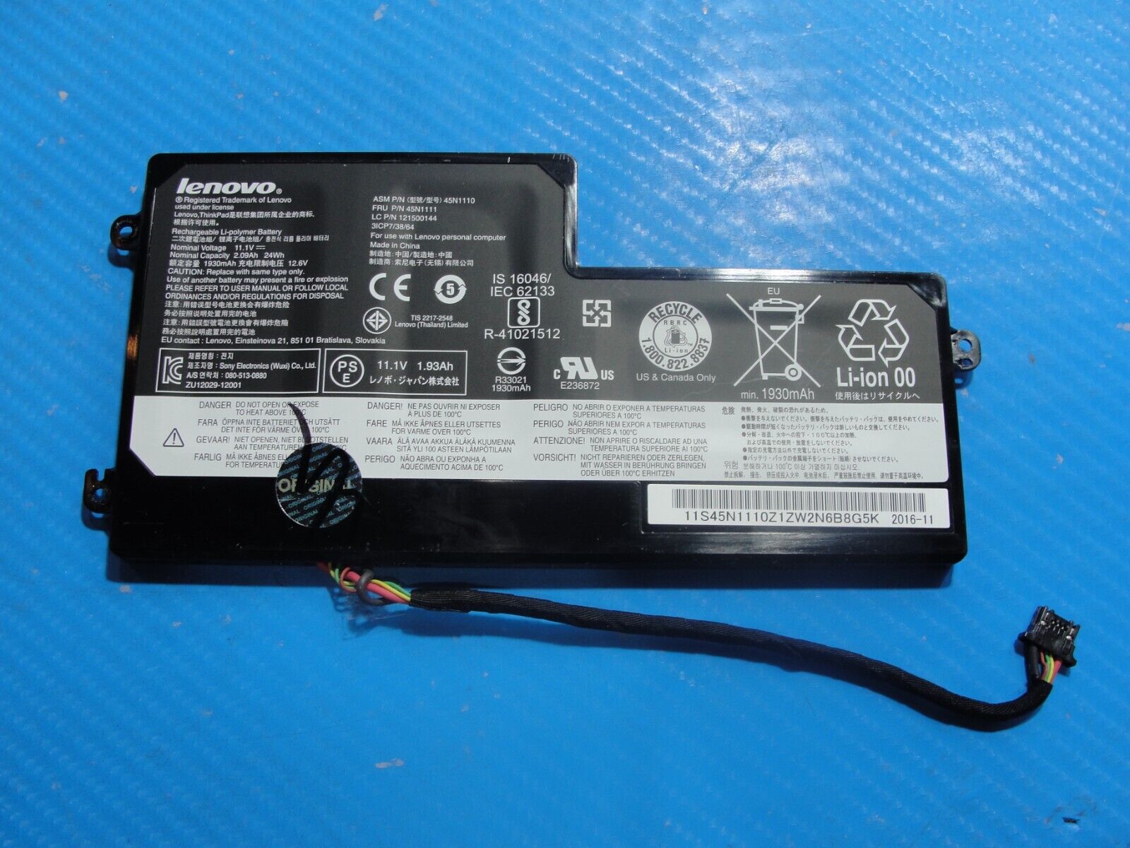 Lenovo ThinkPad 14” T460 OEM Laptop Battery 11.1V 24Wh 2090mAh 45N1111 45N1110