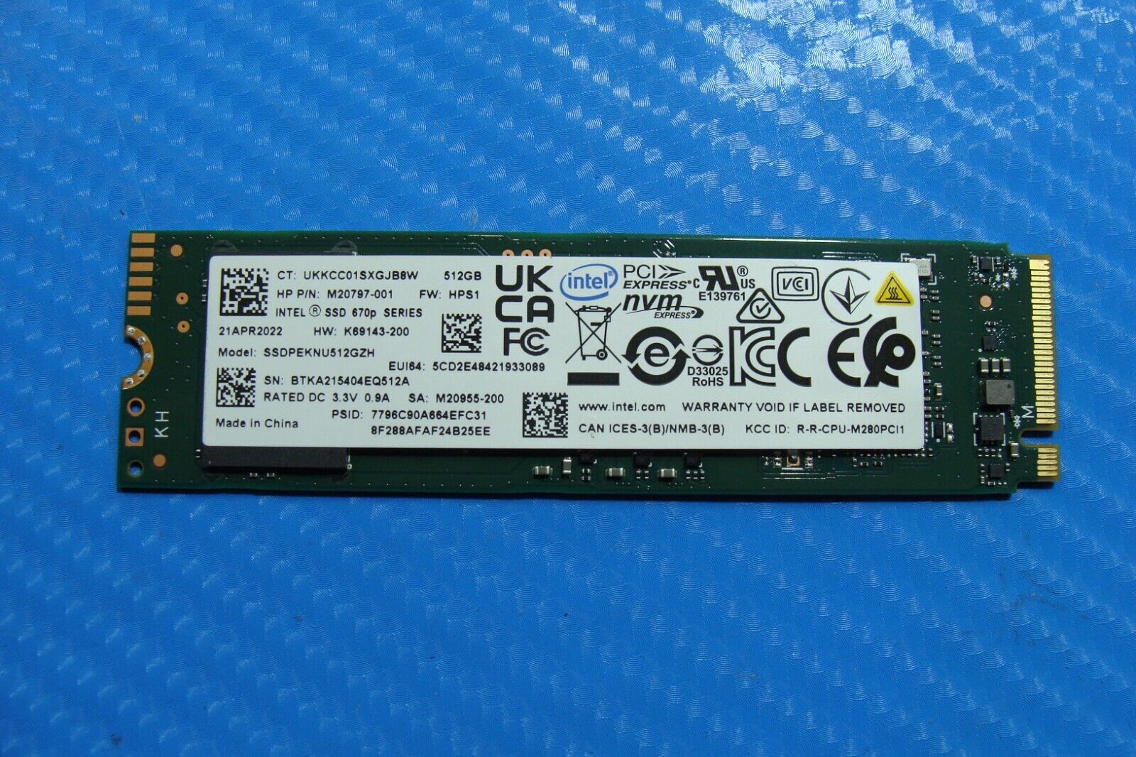 HP 13-be1097nr Intel 512GB NVMe M.2 SSD Solid State Drive SSDPEKNU512GZH