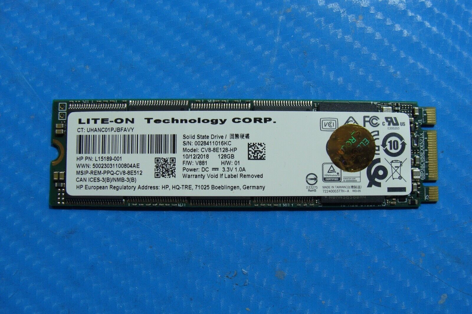 HP 15-da0002dx Lite-On 128GB SATA SSD Solid State Drive CV8-8E128-HP L15189-001