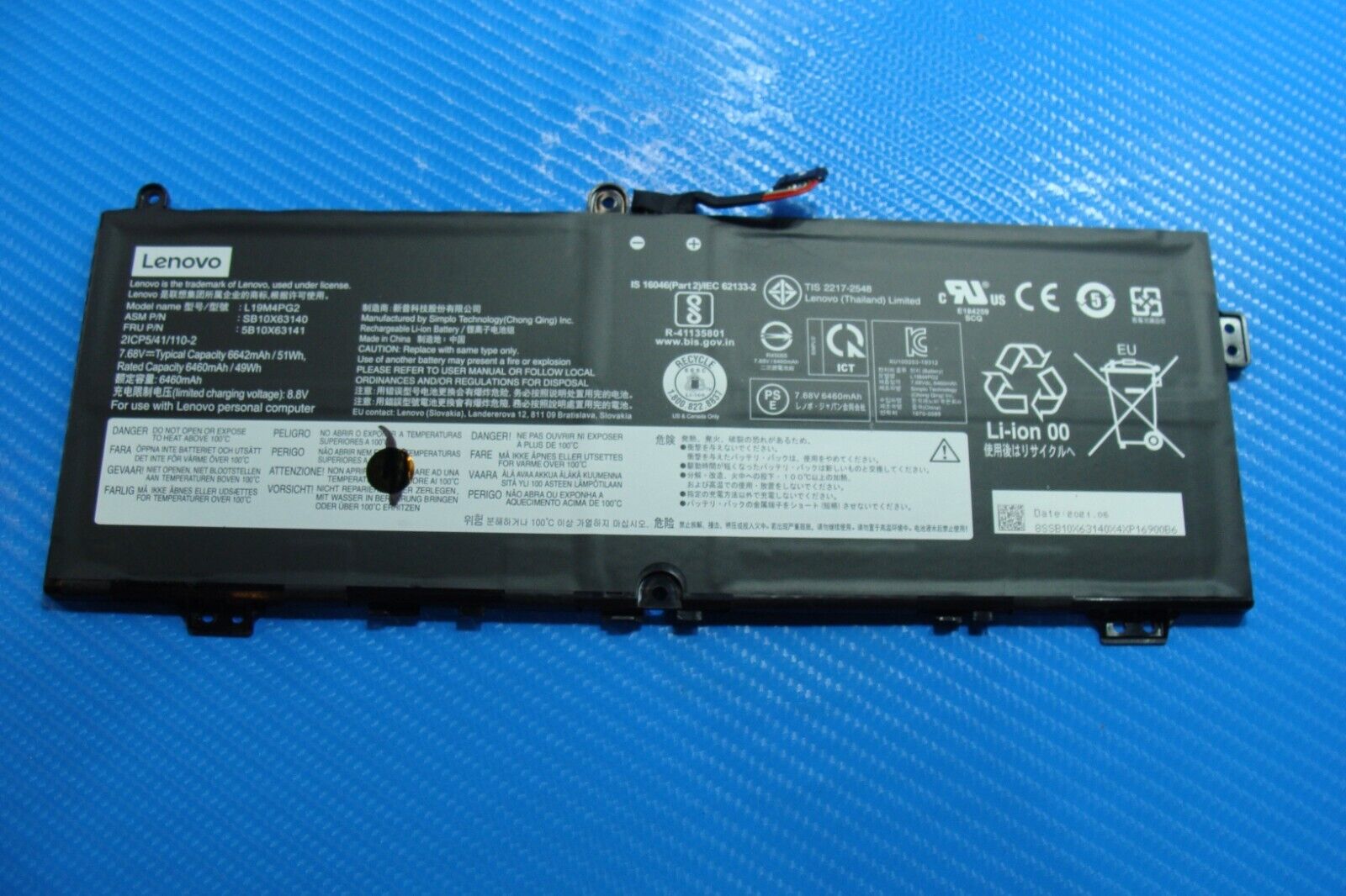 Lenovo IdeaPad 13.3” Flex 5 Chrome 13ITL6 Battery 7.68V 51Wh 6642mAh L19M4PG2