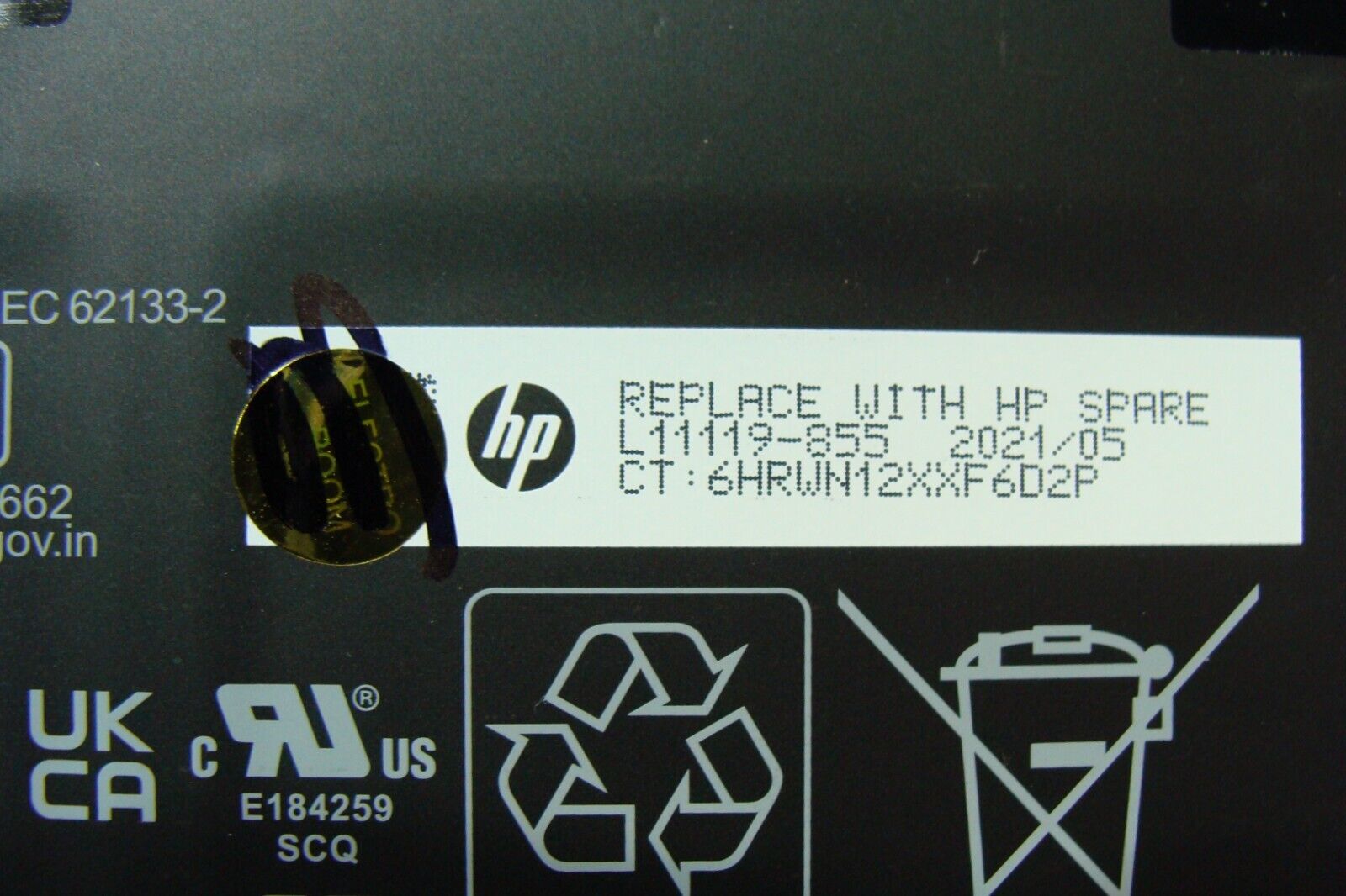 HP 14” 14-dq2043cl OEM Laptop Battery 11.4V 41.04Wh 3420mAh HT03XL L11119-855