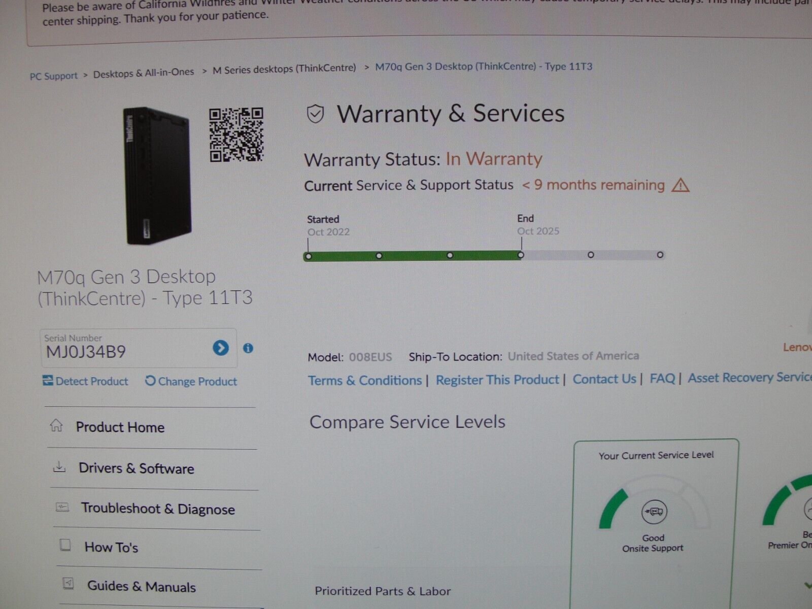 WRTY OCT 25 Lenovo ThinkCentre M70q Gen 3 Tiny PC i5-12400T 8GB 256GB WiFi W11P