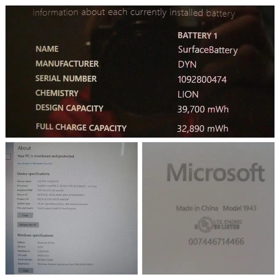 Microsoft Surface Laptop Go 1943 12.4