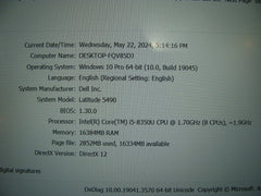 Dell Latitude 5490 14"FHD i5-8350U 1.7GHz 16GB 256GB SSD Original Dell Charger