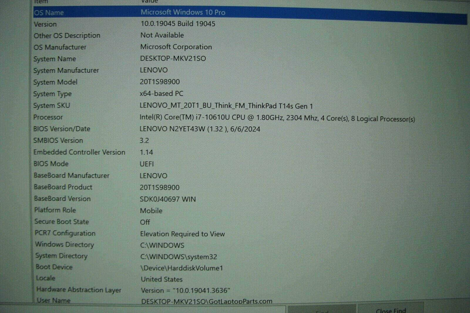 Lenovo ThinkPad T14s Gen1 14