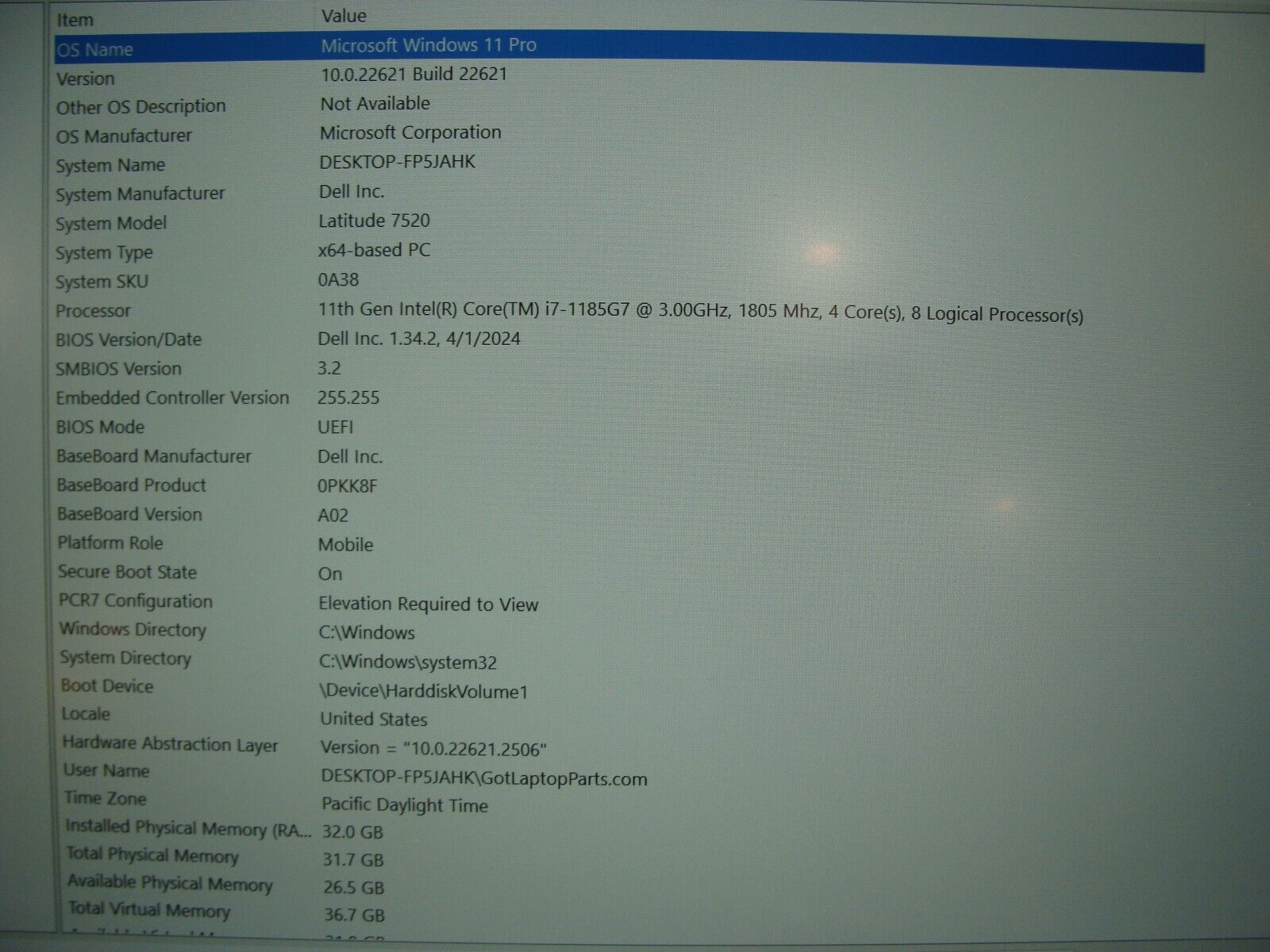 Dell Latitude 7520 15.6