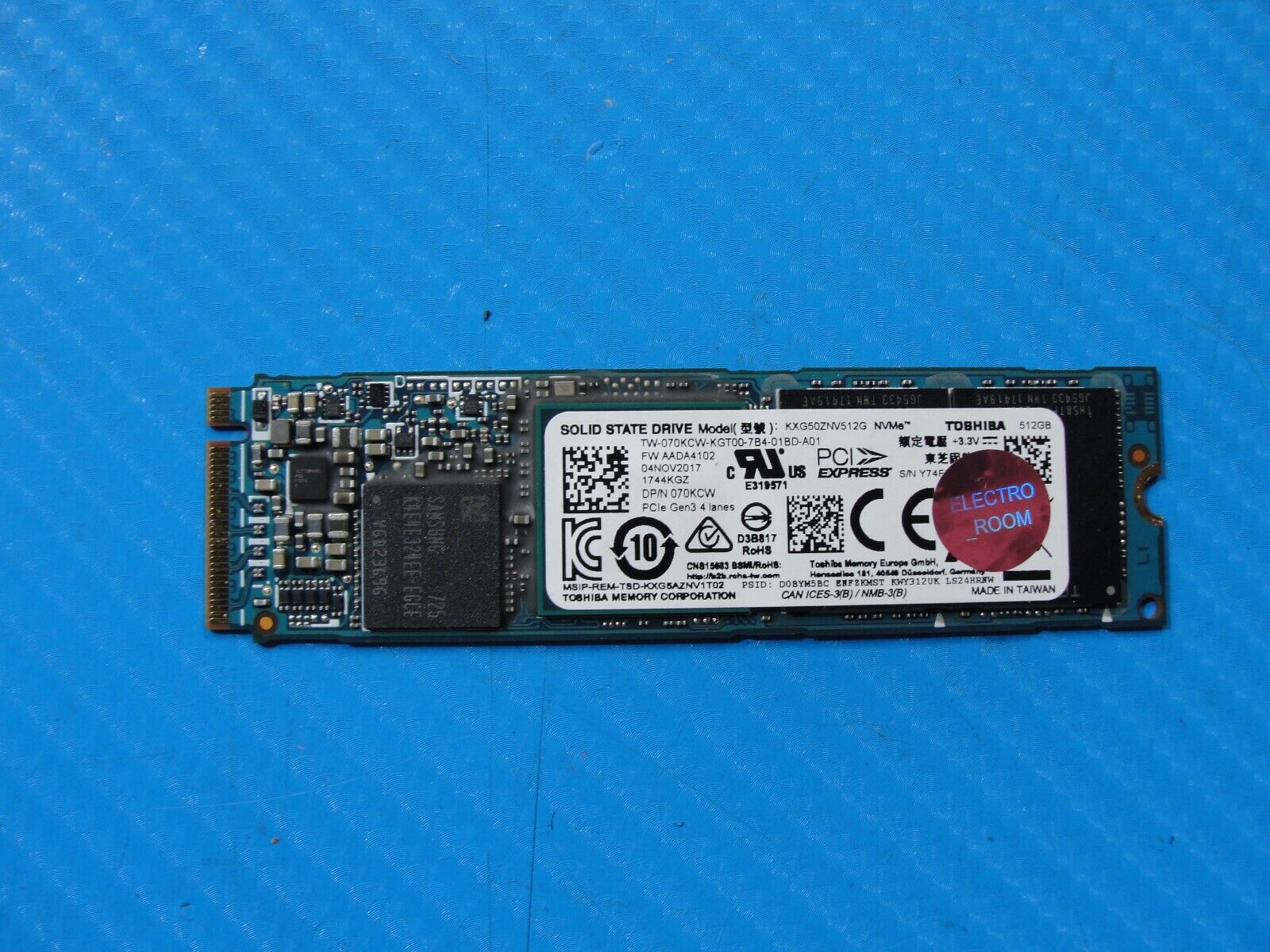 Dell 7720 Toshiba 512GB M.2 NVMe Solid State Drive KXG50ZNV512G 70KCW