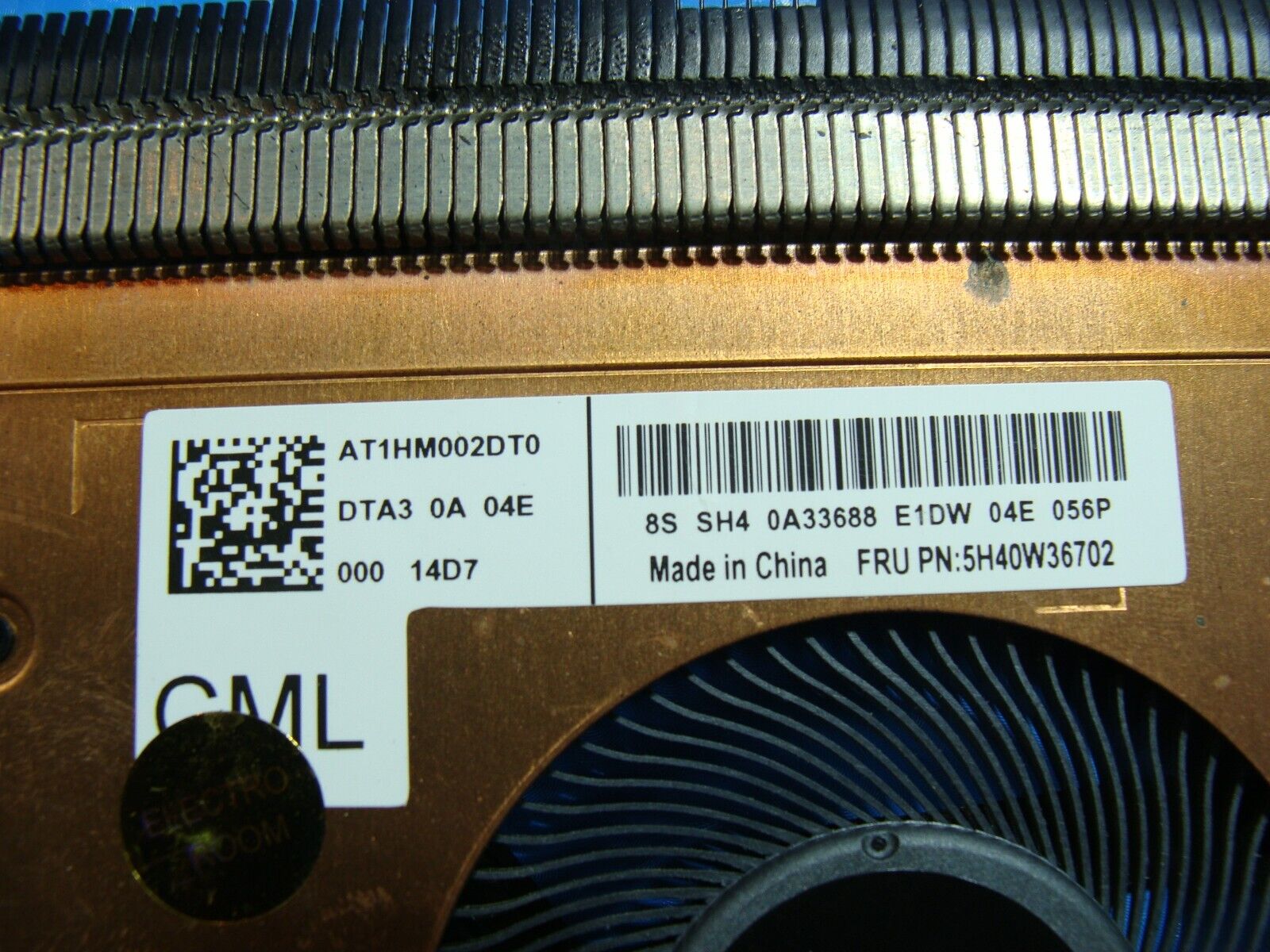 Lenovo ThinkPad 14” T14 Gen 1 CPU Cooling Fan w/Heatsink AT1HM002DT0 5H40W36702