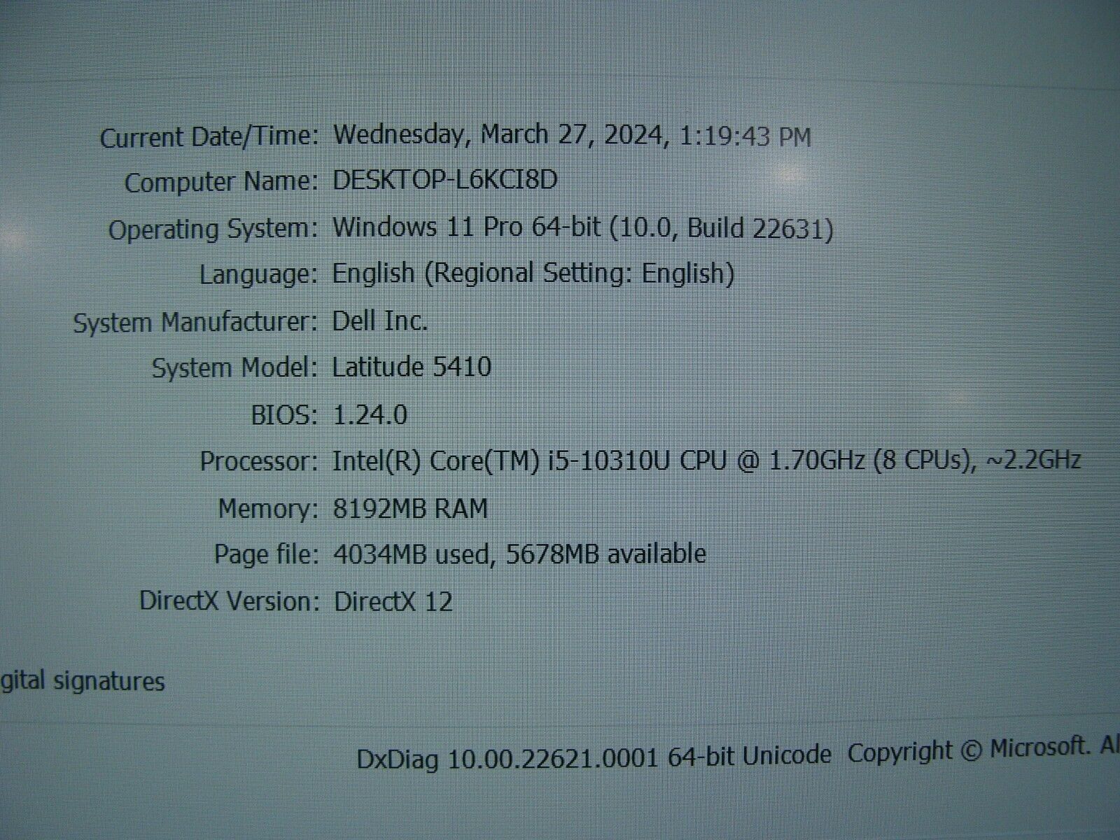 Dell Latitude 5410 Intel Core i5-10310U 14