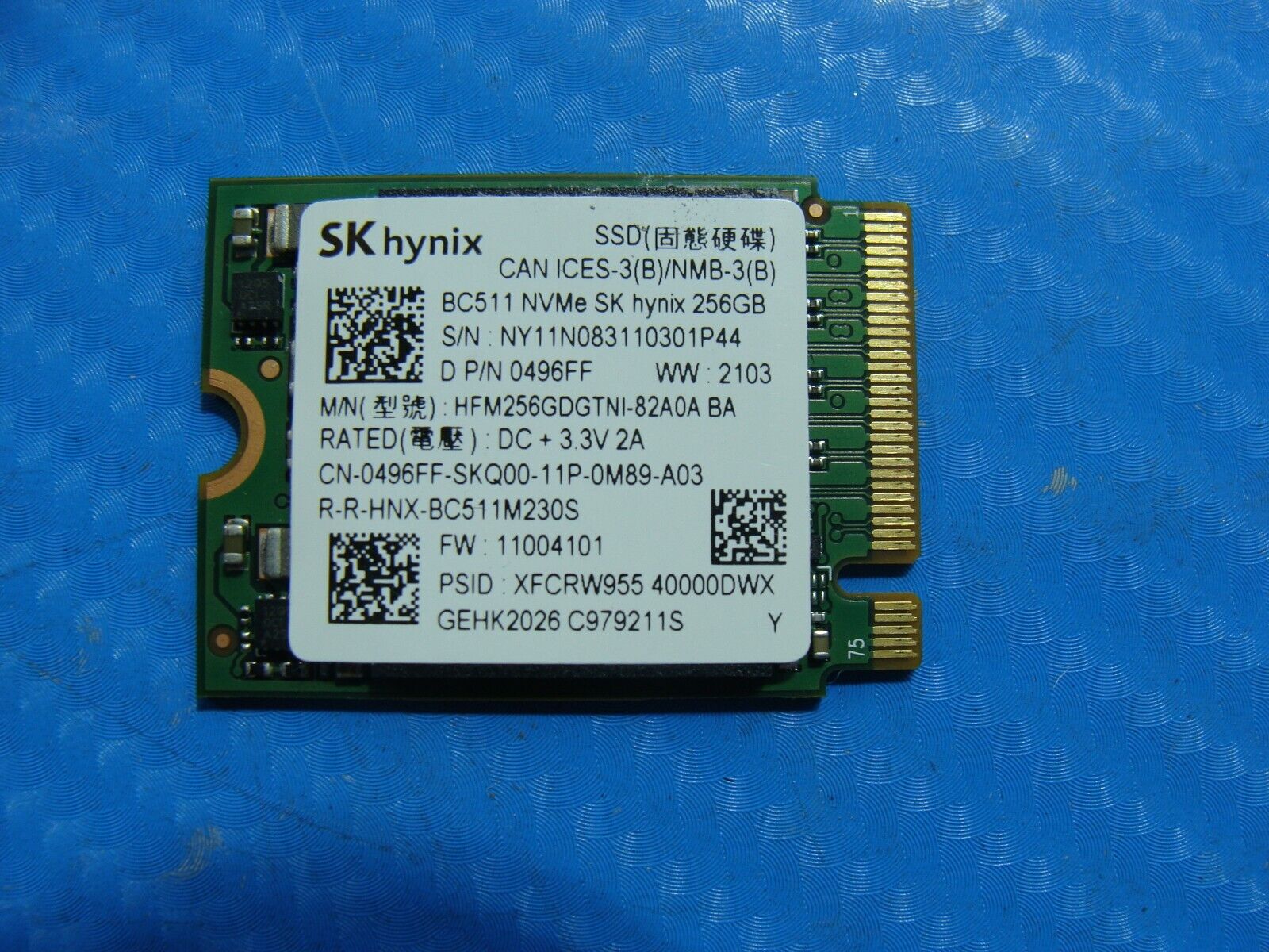 Dell 15 3501 SK Hynix 256GB M.2 NVMe SSD Solid State Drive HFM256GDGTNI-82A0A