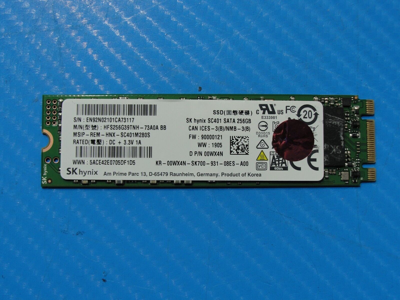 Dell 7390 SK Hynix 256GB SATA M.2 SSD Solid State Drive HFS256G39TNH-73A0A 0WX4N