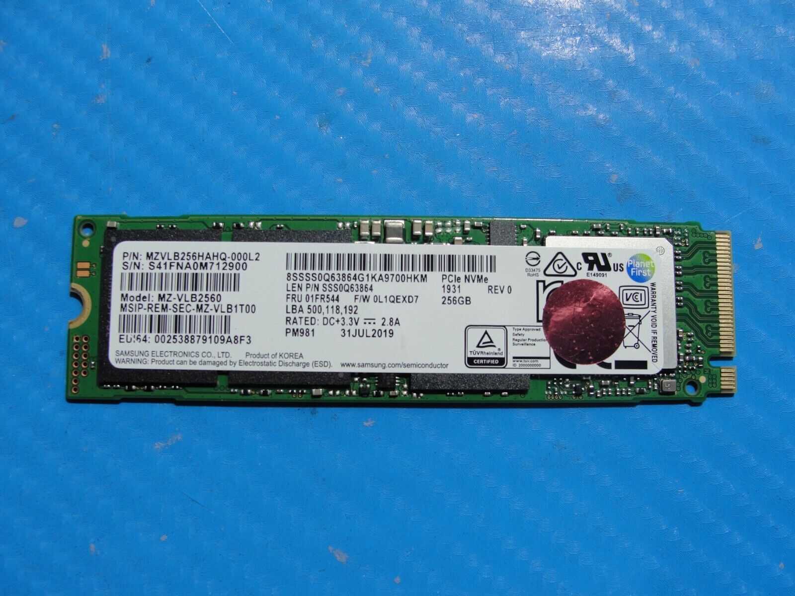 Lenovo 730-13IKB Samsung 256GB NVMe M.2 SSD Solid State Drive MZVLB256HAHQ-000L2