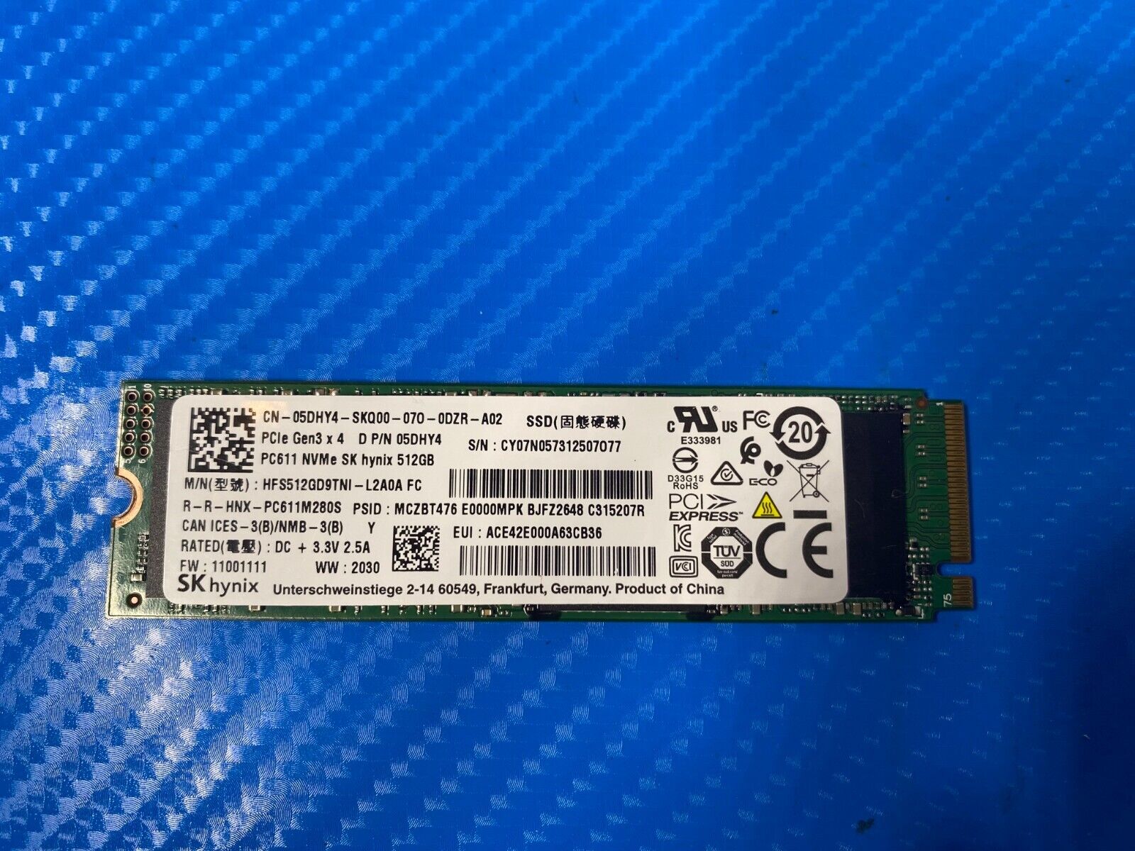 Dell 3550 SK Hynix SSD 512GB NVMe M.2 HFS512GD9TNI-L2A0B 5DHY4