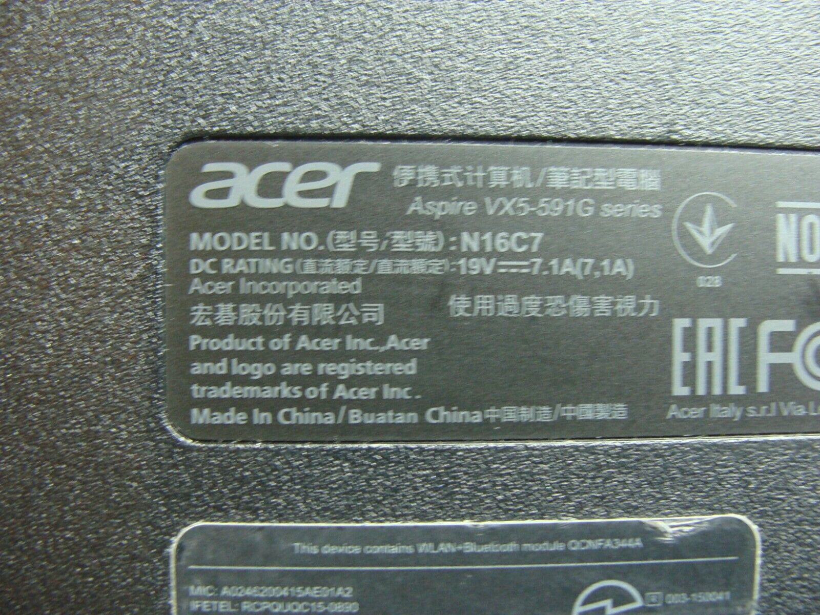 Acer Aspire VX5-591G-75RM 15.6