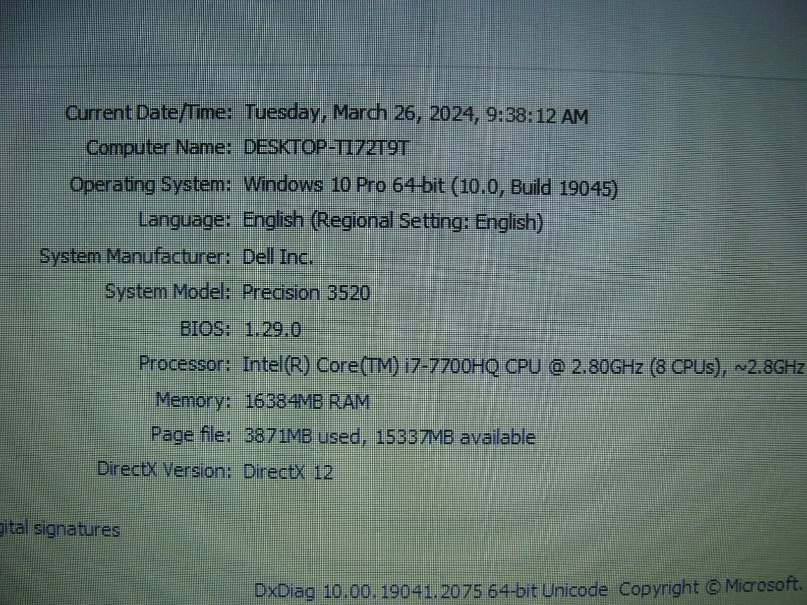 Dell Precision 3520 15.6