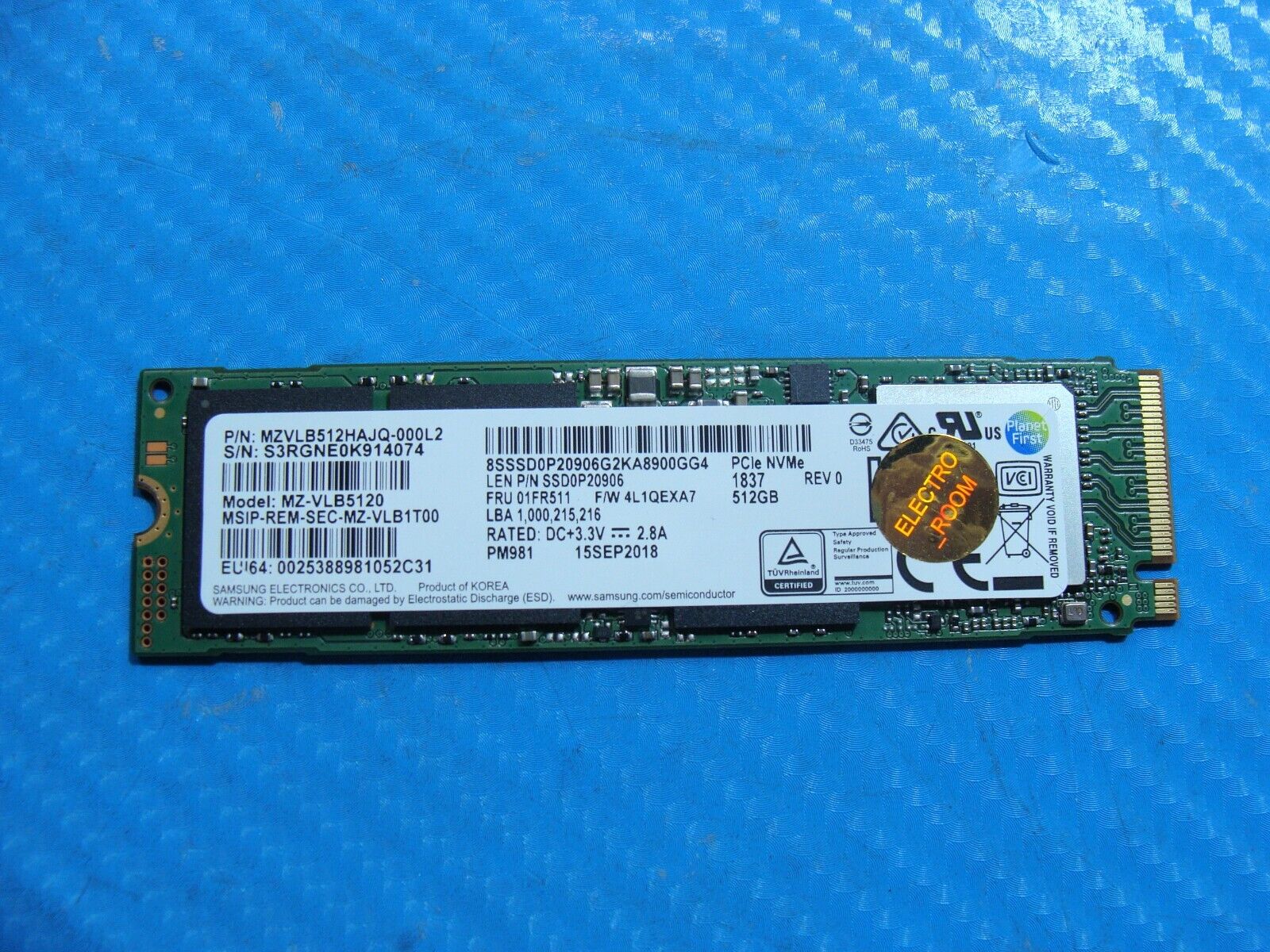 Lenovo 530S-15IKB Samsung 512GB NVMe SSD Solid State Drive MZVLB512HAJQ-000L2