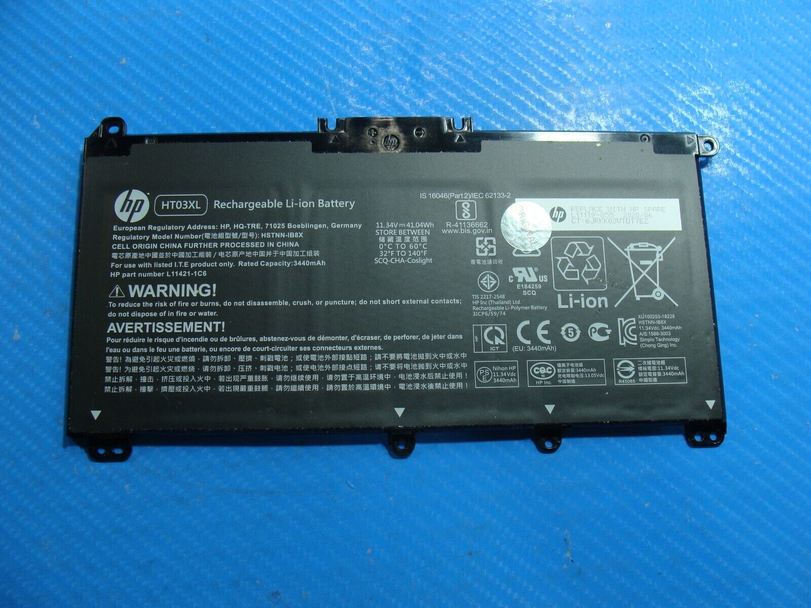 HP Pavilion 15.6” 15-cs3153cl Battery 11.34V 41.04Wh 3440mAh HT03XL L11119-855