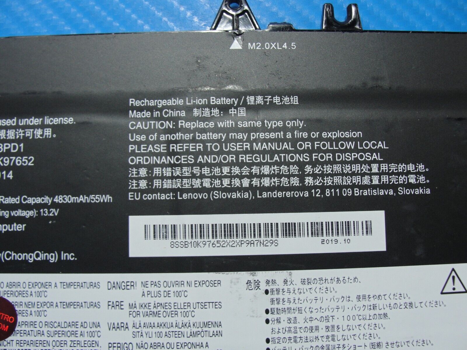 Lenovo ThinkPad 14” T14s Gen 1 Battery 11.52V 57Wh 4950mAh L18M3PD1 SB10K97652