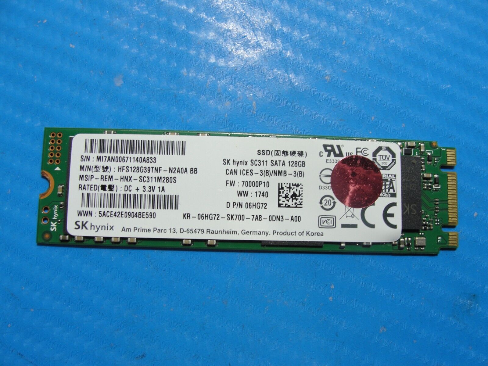 Dell 15 7577 SK Hynix 128GB M.2 SATA Solid State Drive HFS128G39TNF-N2A0A 6HG72