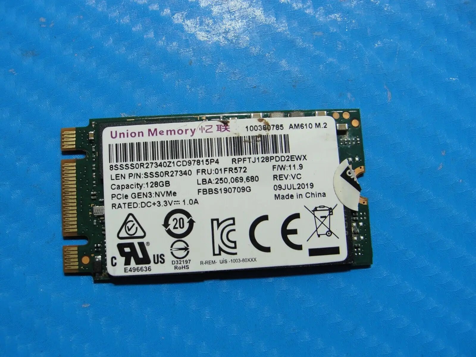 Lenovo Flex-14IWL Union Memory 128GB M.2 NVMe SSD Solid State Drive SSS0R27340