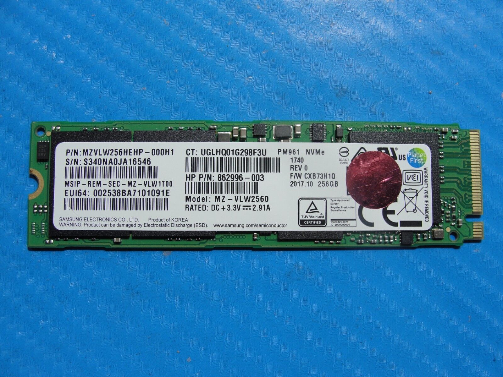 HP 850 G4 Samsung 256GB NVMe M.2 SSD Solid State Drive MZVLW256HEHP-000H1