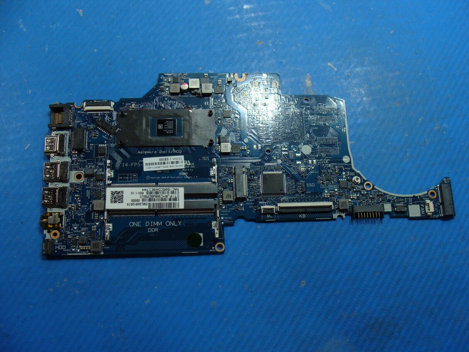 HP 14” 14-dk1003dx OEM AMD Athlon Silver 3050U 2.3GHz Motherboard L86471-601