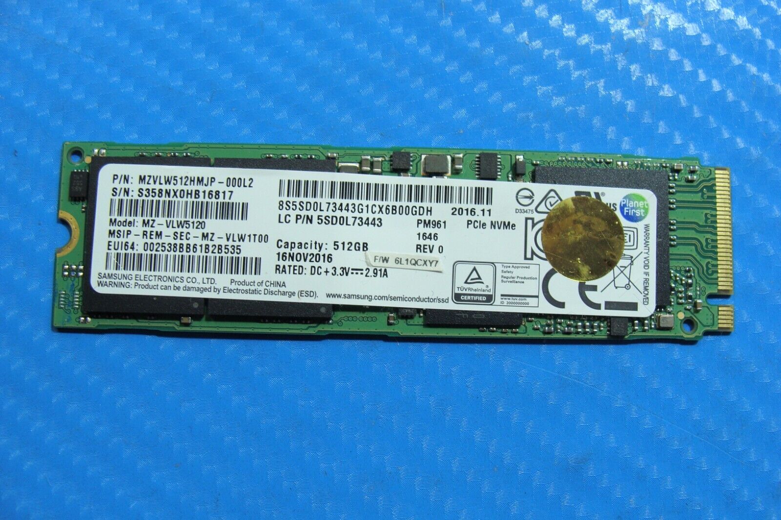 Lenovo 720-13IKB Samsung 512GB NVMe M.2 SSD Solid State Drive MZVLW512HMJP-000L2