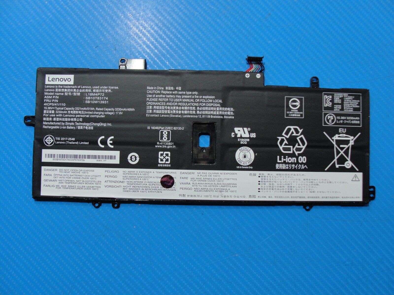 Lenovo ThinkPad 14” X1 Carbon Gen 8 OEM Battery 15.36V 51Wh 3321mAh L18M4P72