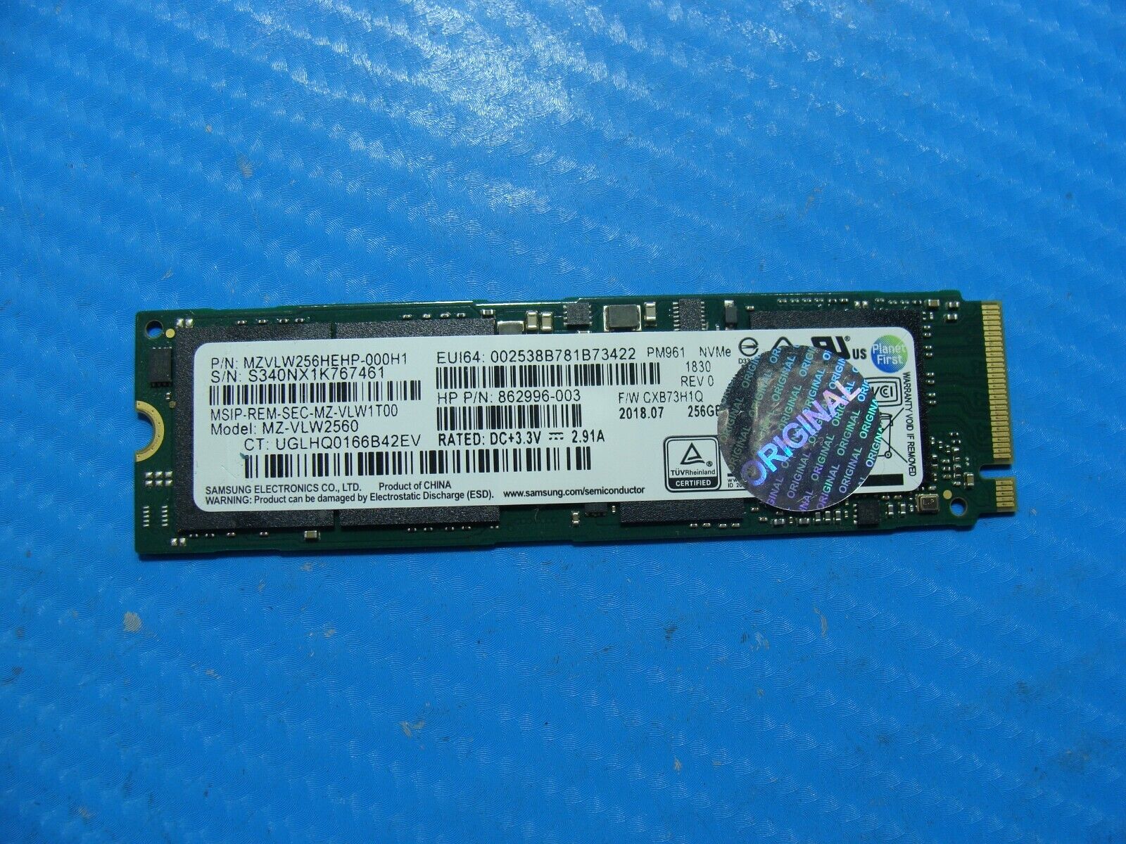 HP 15-dc0088nr Samsung 256GB NVMe M.2 SSD Solid State Drive MZVLW256HEHP-000H1