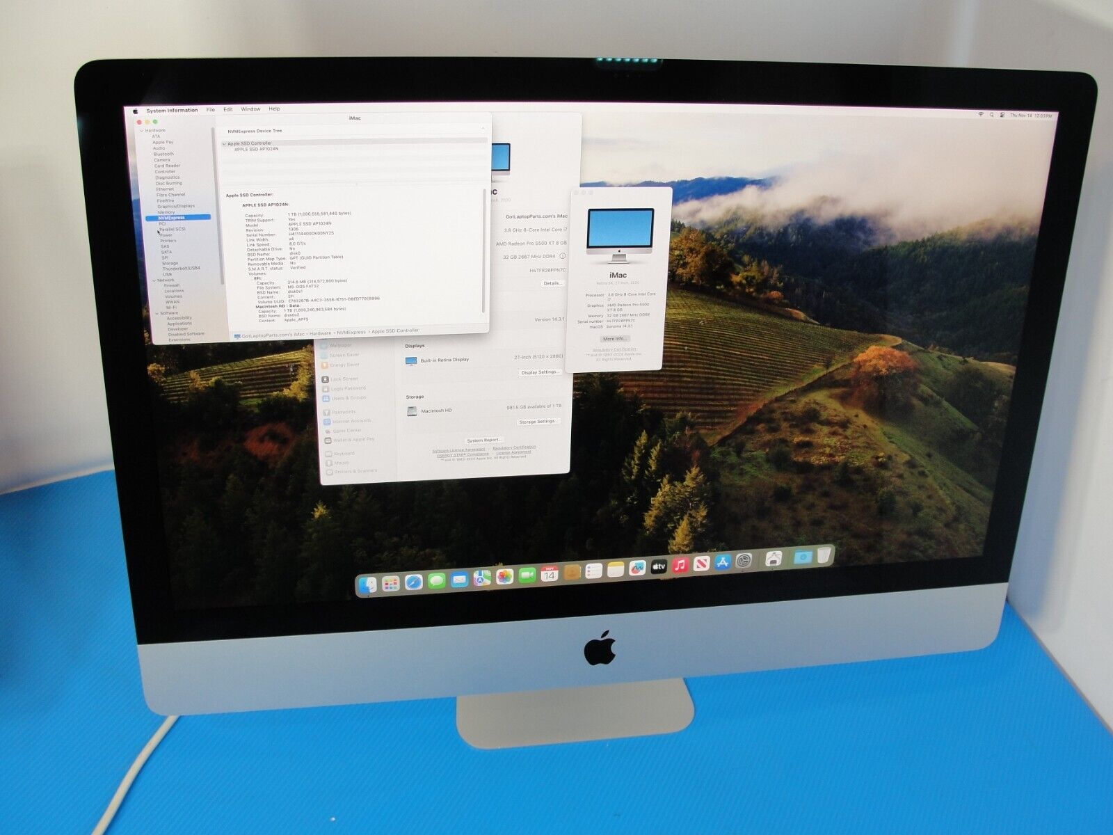 Apple A2115 iMac 27 Retina 5k 2020/22 i7-10700K 3.8GHz 32GB 1TB Rad PRO 5500 XT