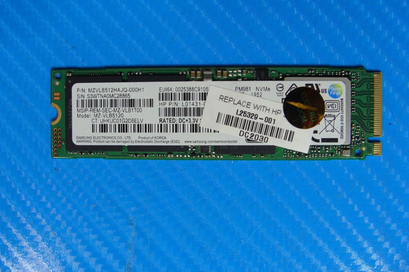 HP 15t-cs200 Samsung 512GB M.2 NVMe SSD Solid State Drive MZVLB512HAJQ-000H1