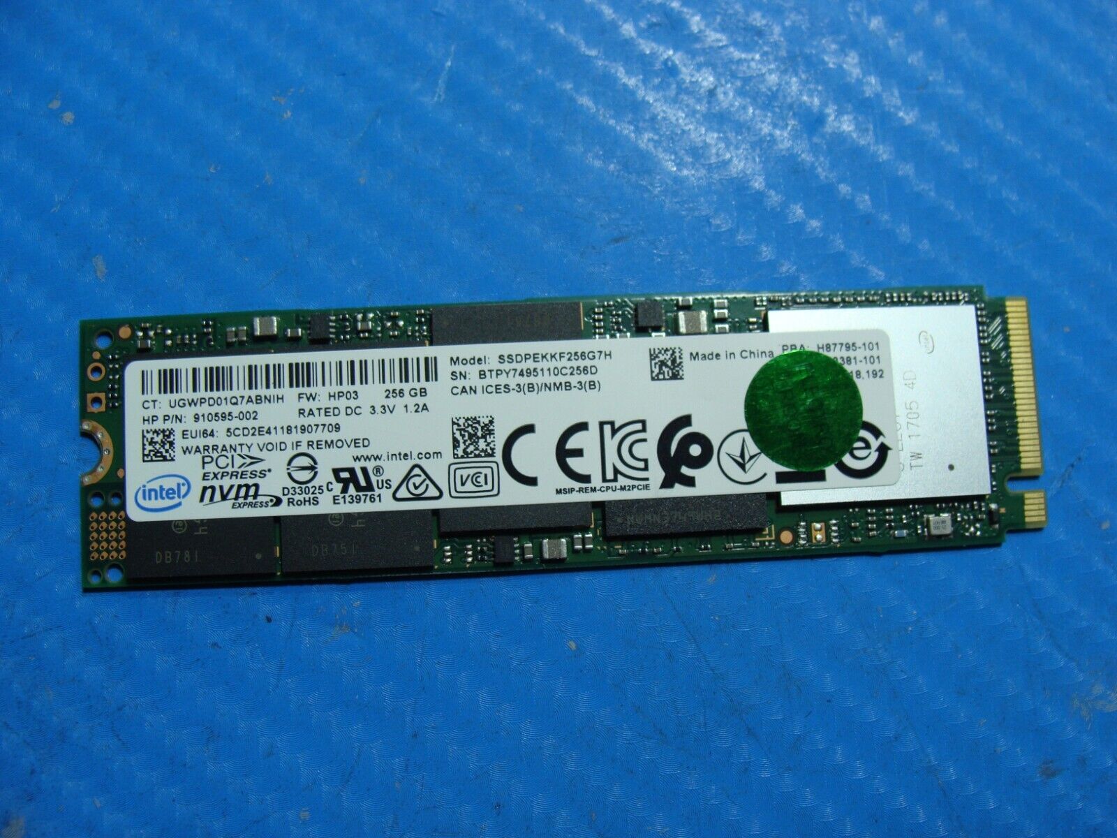 HP Probook 450 G5 Intel 256GB SSD NVME M.2 SSDPEKKF256G7H 910595-002