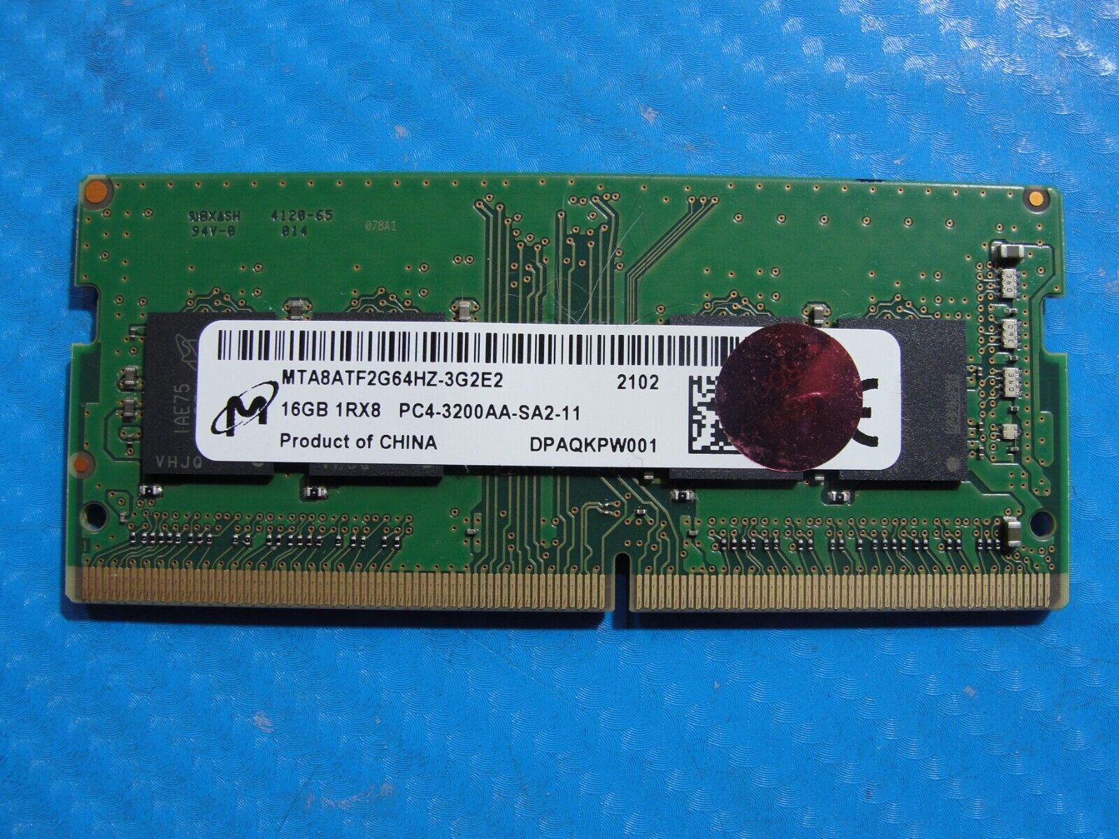 Dell 5520 Micron 16GB 1Rx8 PC4-3200AA Memory RAM SO-DIMM MTA8ATF2G64HZ-3G2E2