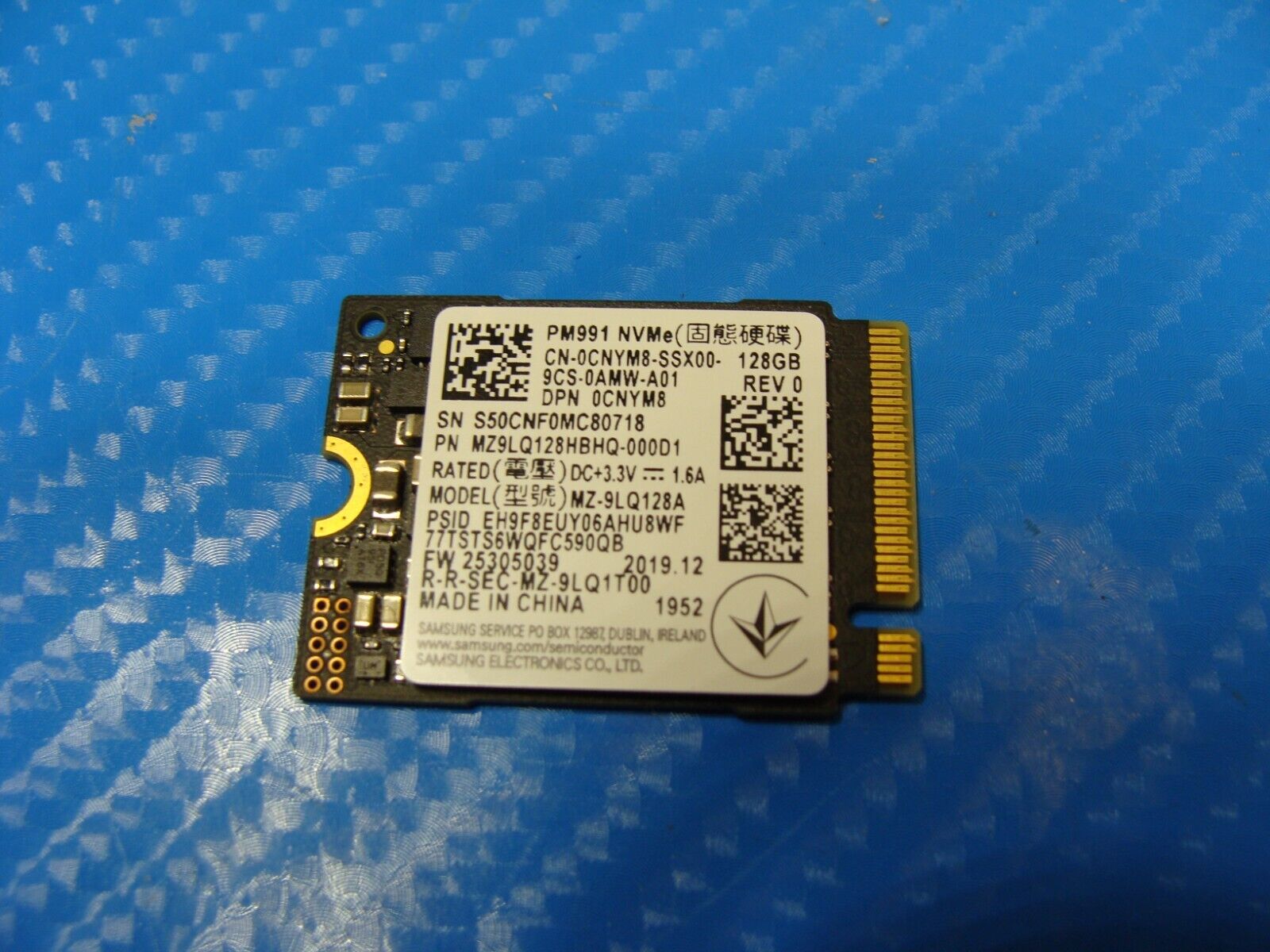 Dell 7390 Samsung 128GB NVMe M.2 SSD Solid State Drive MZ9LQ128HBHQ-000D1 CNYM8