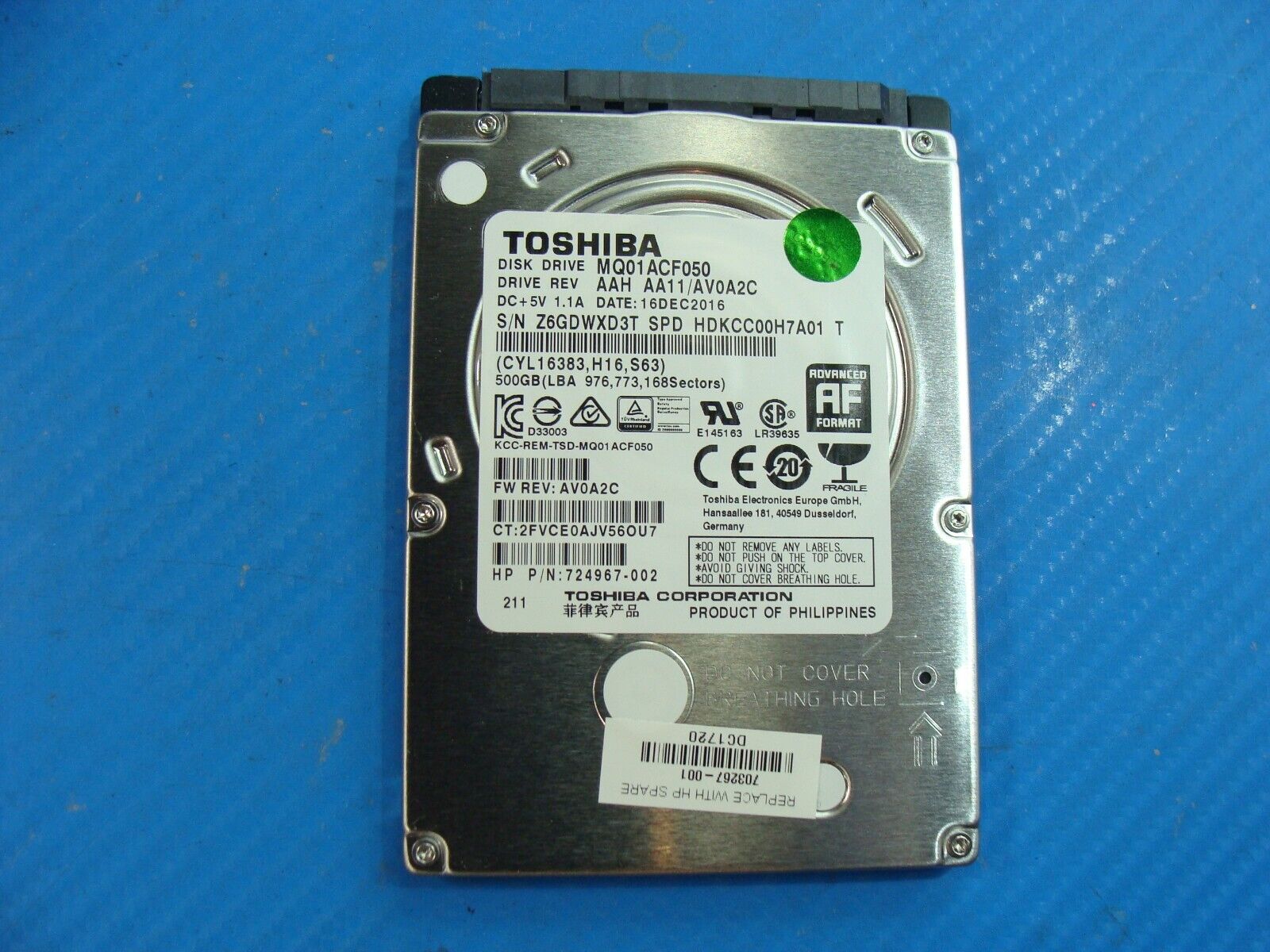 HP 450 G3 Toshiba 500GB SATA 2.5