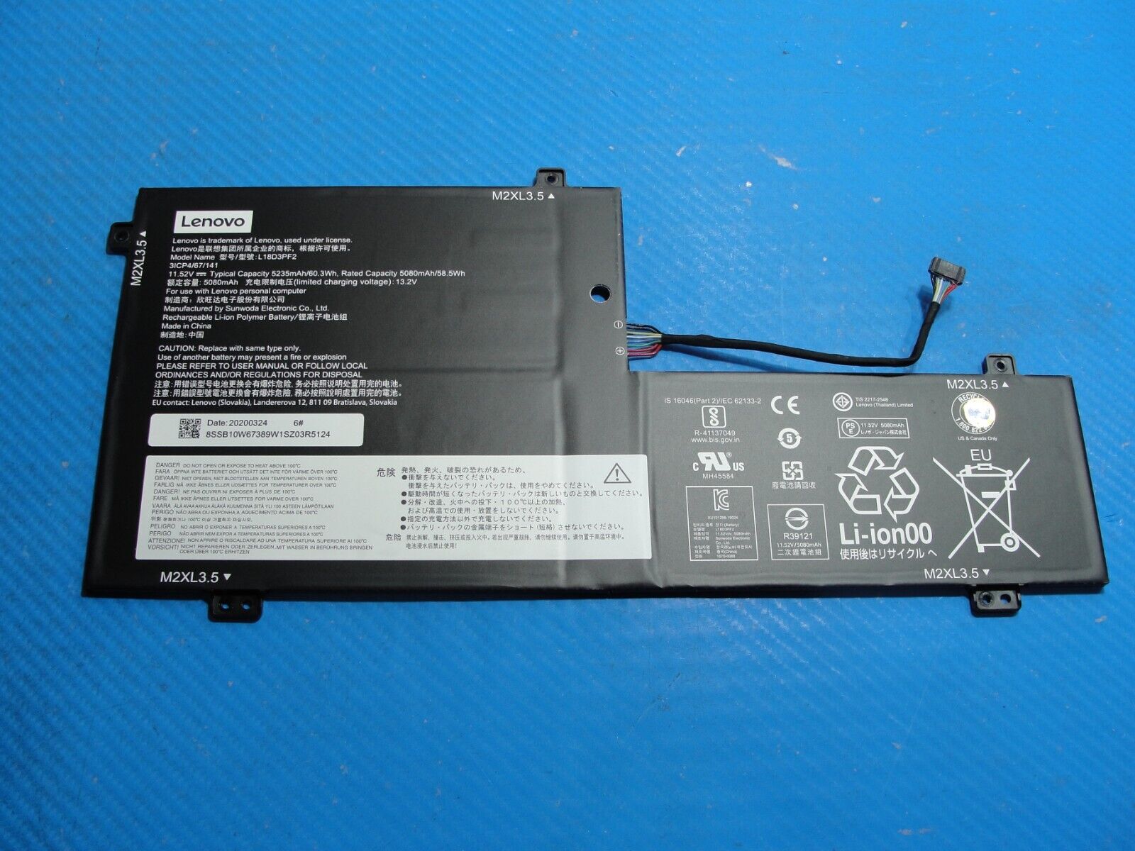 Lenovo Yoga 15.6” C740-15IML 81TD Genuine Battery 11.52V 60.3Wh 5235mAh L18D3PF2